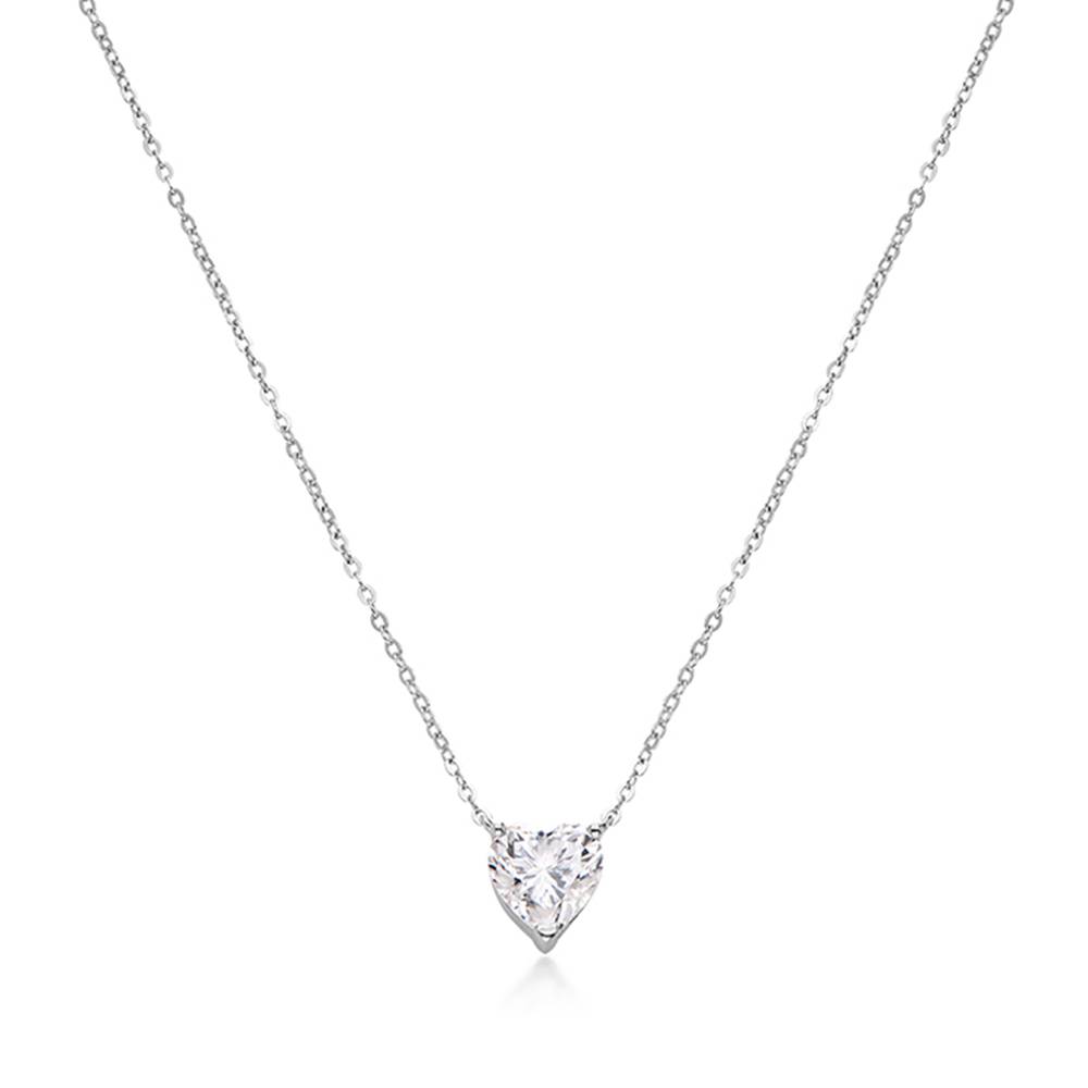 Classic Heart Necklace in Silver with Cubic Zirconia