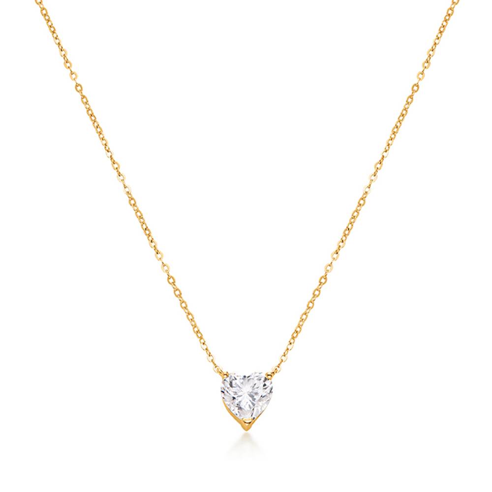 Classic Heart Necklace in Vermeil with Cubic Zirconia