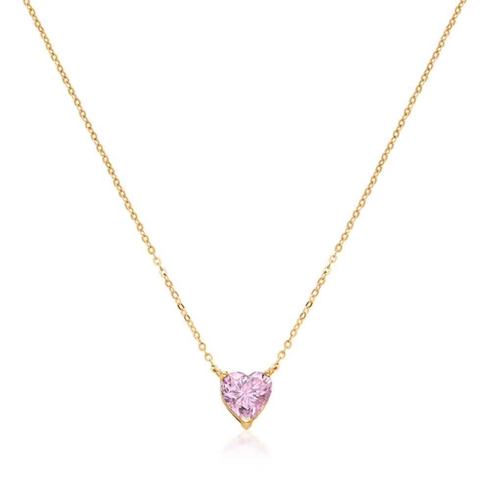 Classic Heart Necklace in Vermeil with Light Pink Cubic Zirconia
