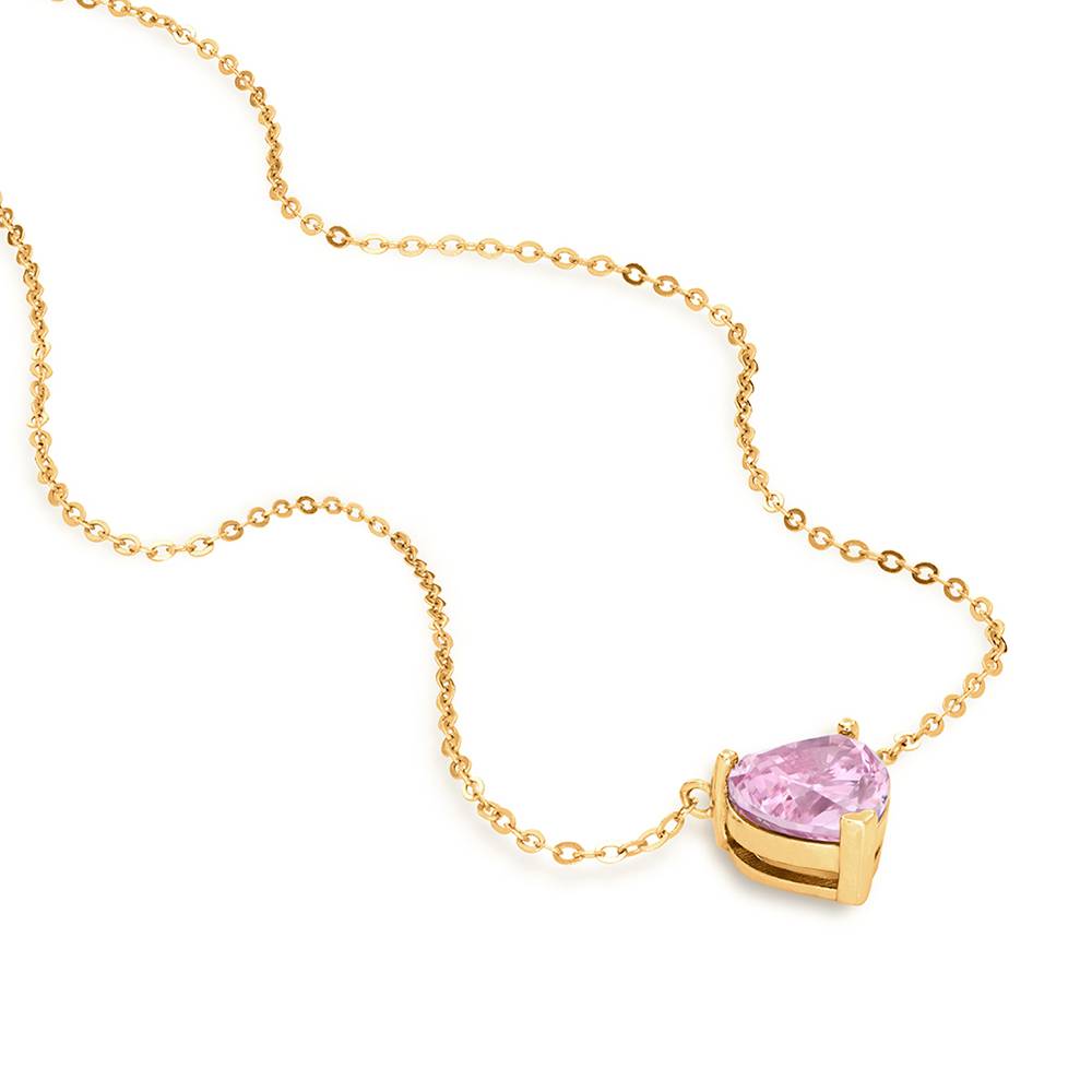 Classic Heart Necklace in Vermeil with Light Pink Cubic Zirconia