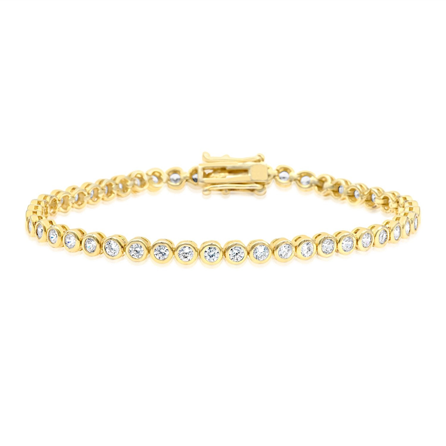 Classic Two Mm Bezel Set Tennis Bracelet - Gold