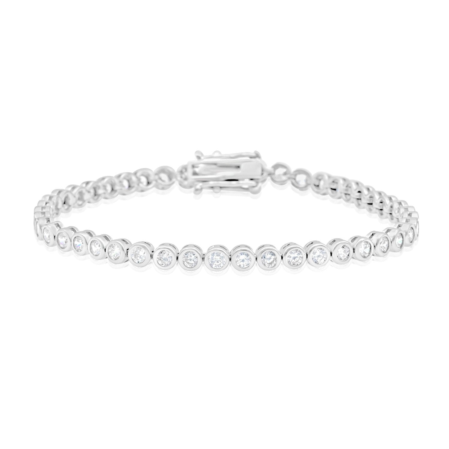 Classic Two Mm Bezel Set Tennis Bracelet - Silver