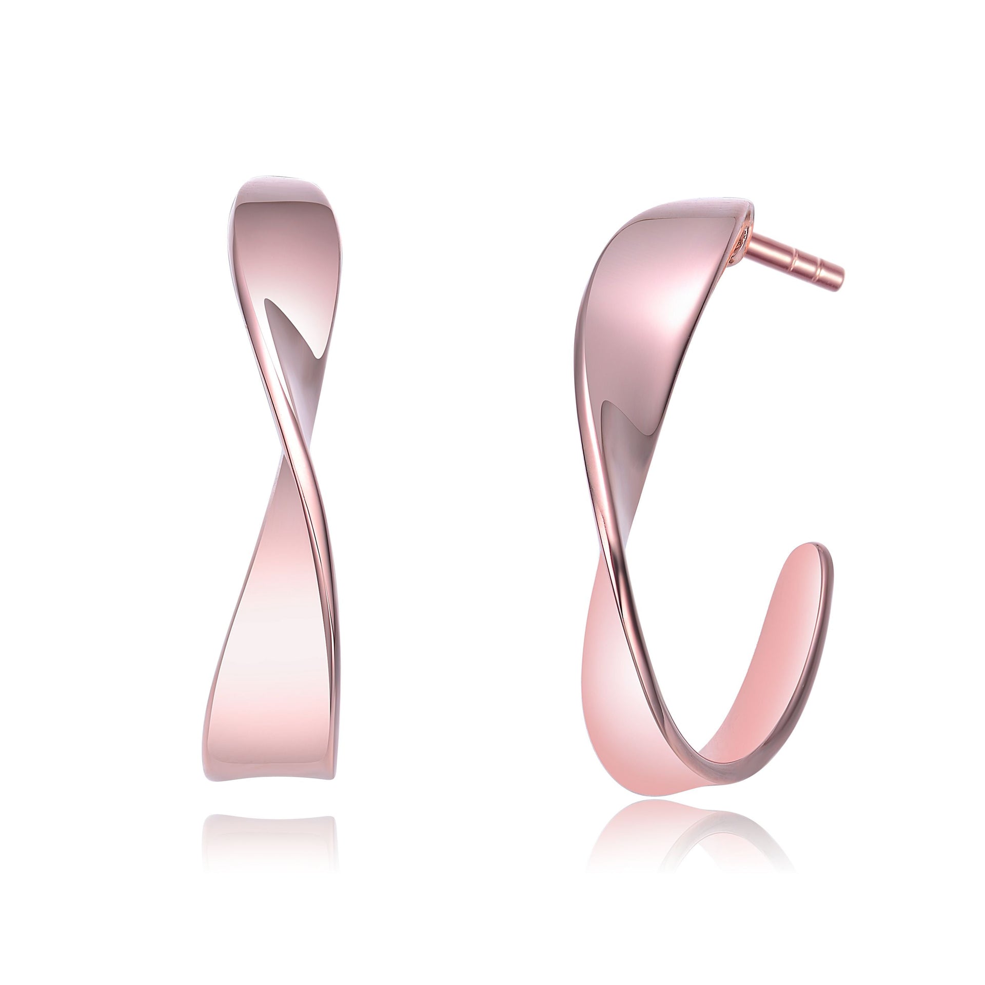 Sterling Silver With Rose Gold Plating Twisted Hoop Earrings