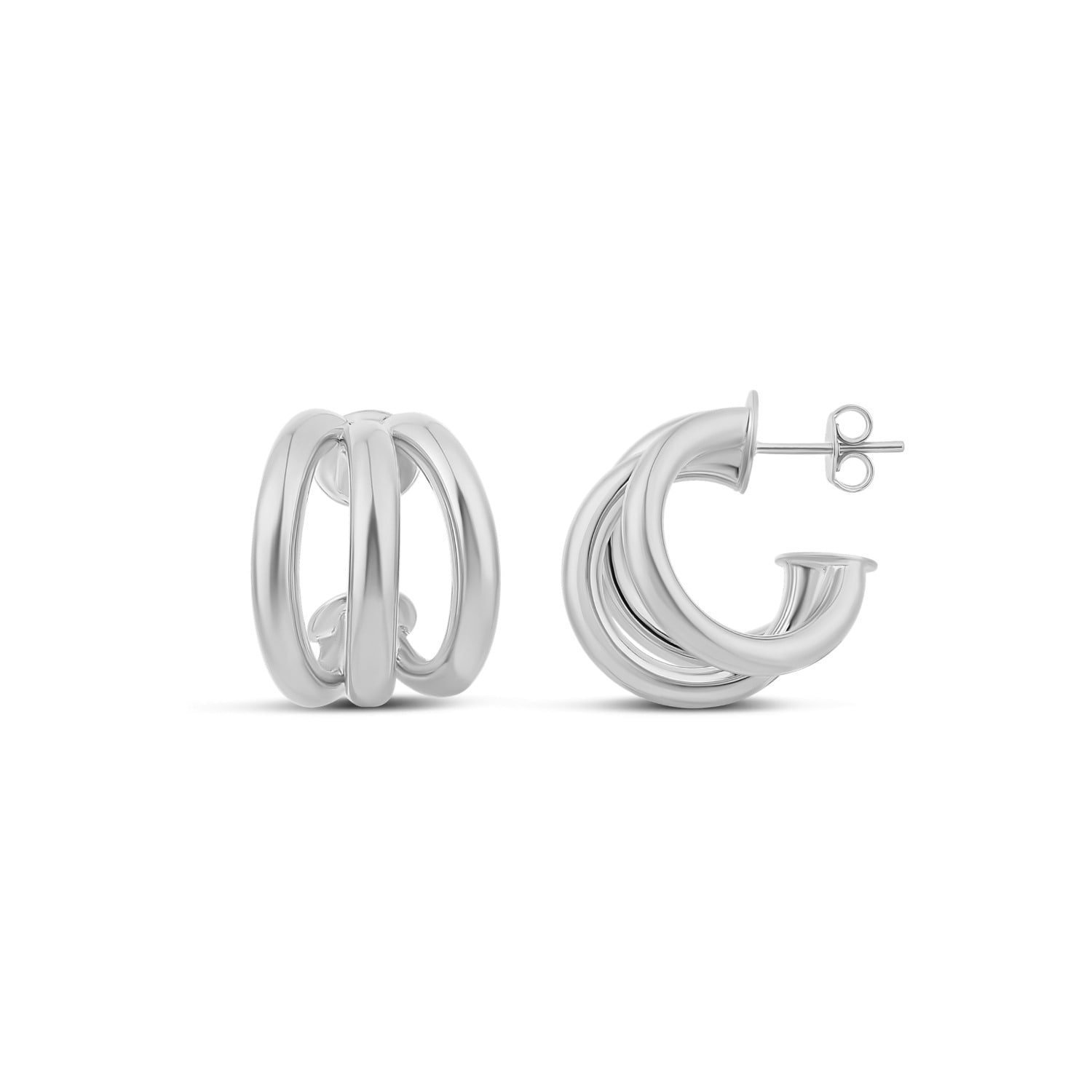 Claw Hoop Earrings - Silver