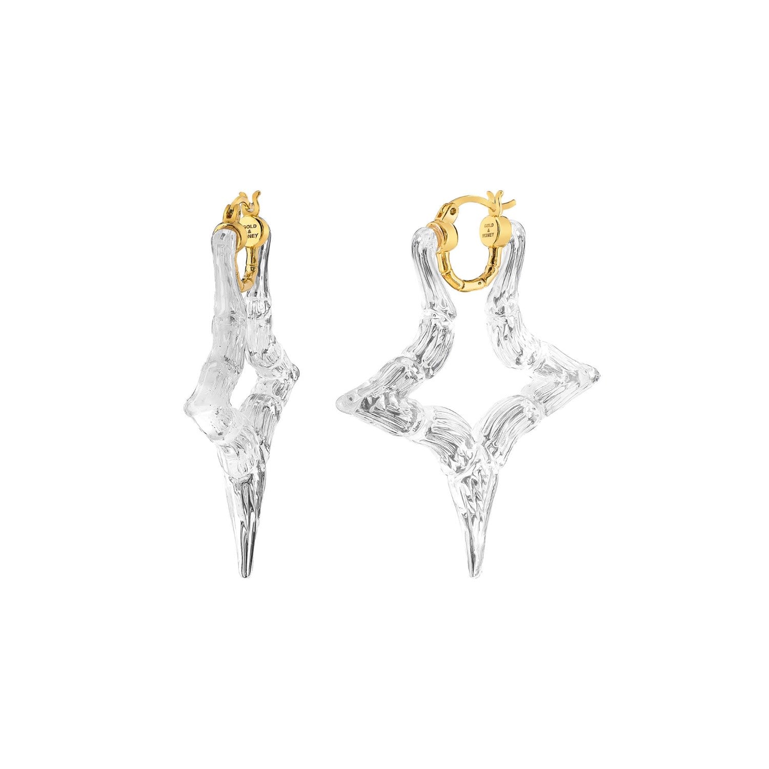 Clear Bamboo Star Hoop Earring