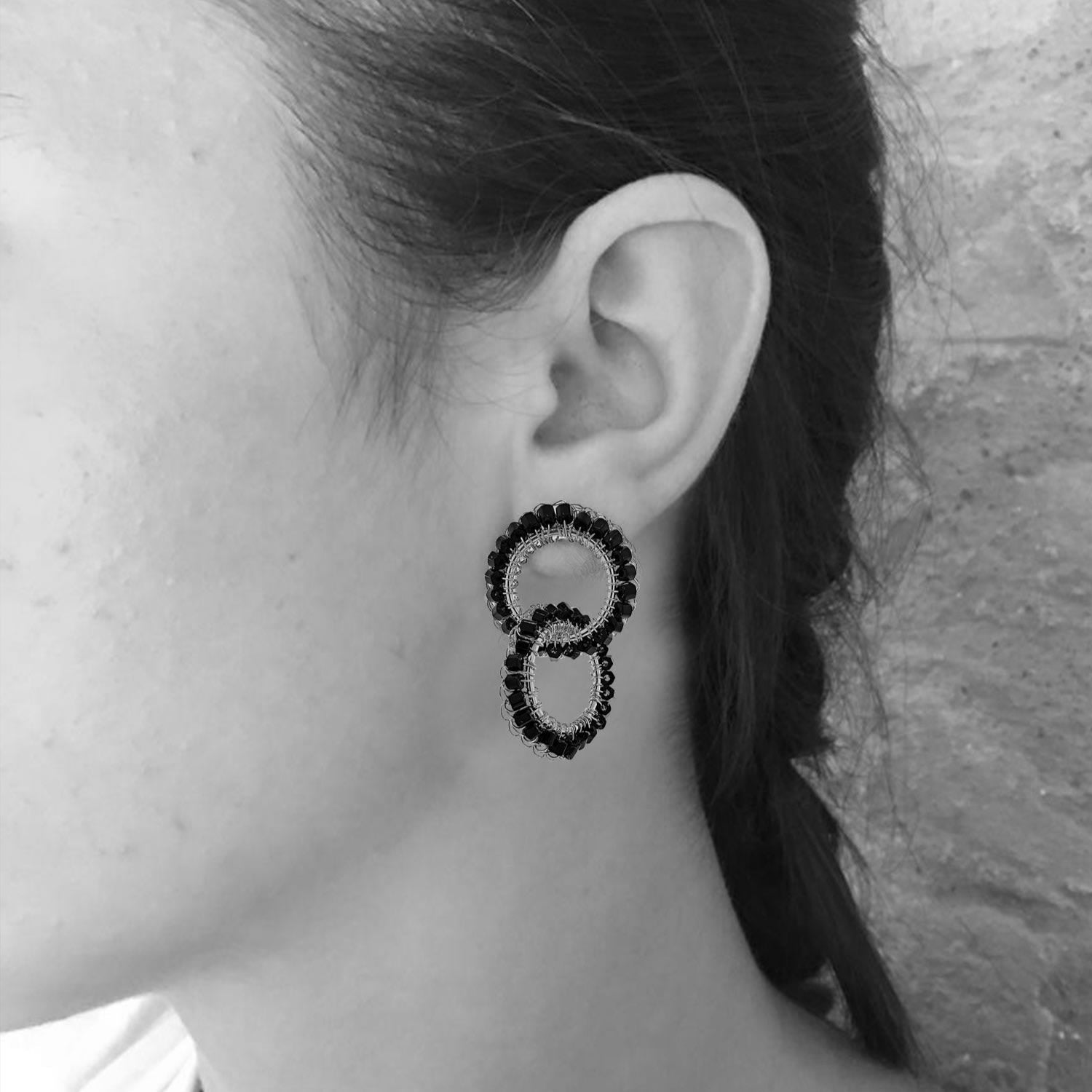 Clear & Gold Nova Handmade Crochet Earrings