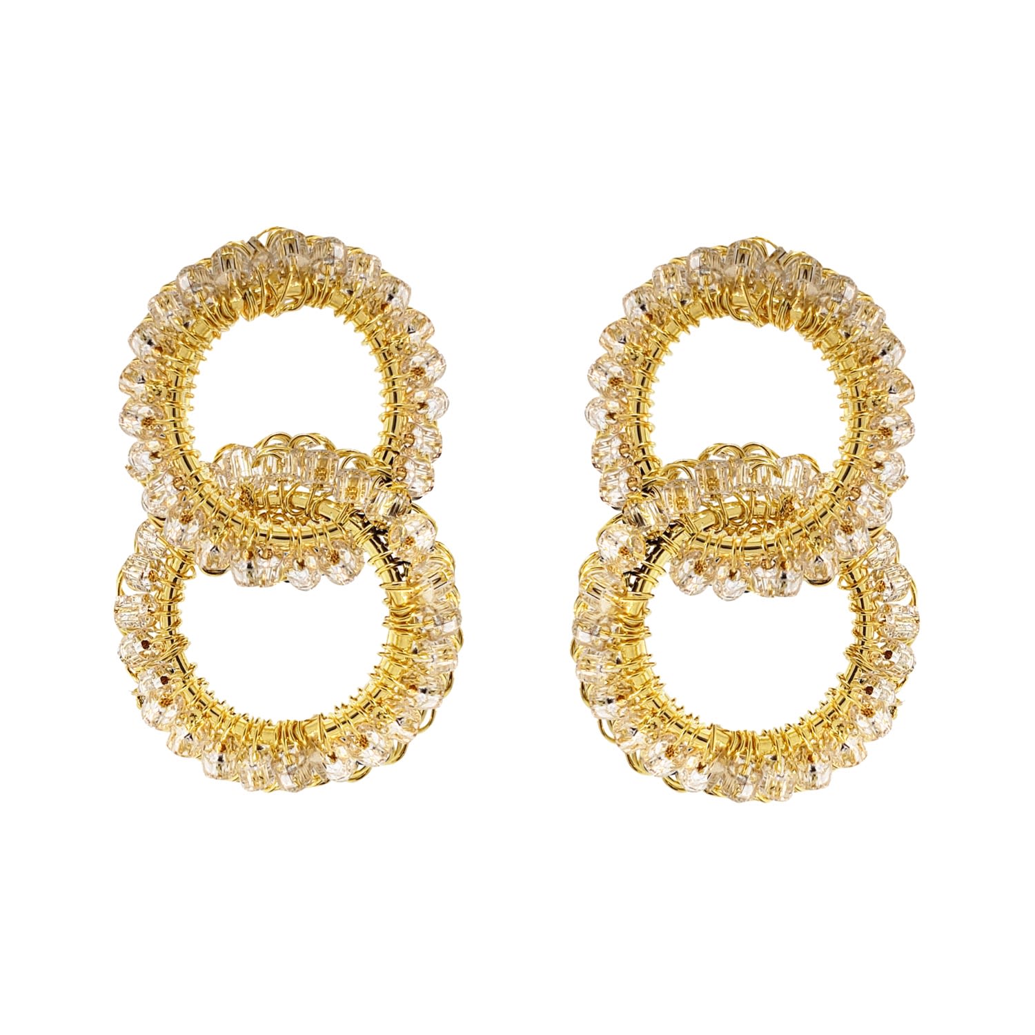Clear & Gold Nova Handmade Crochet Earrings