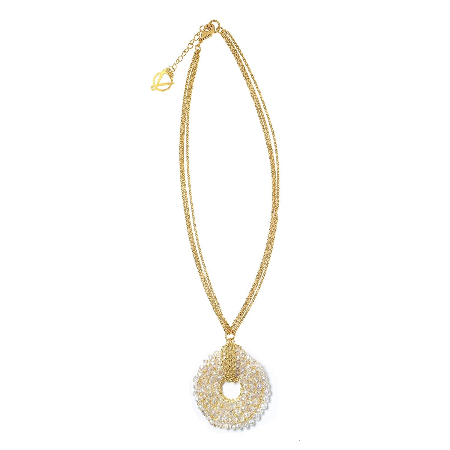 Clear & Gold Snowdrop Handmade Necklace