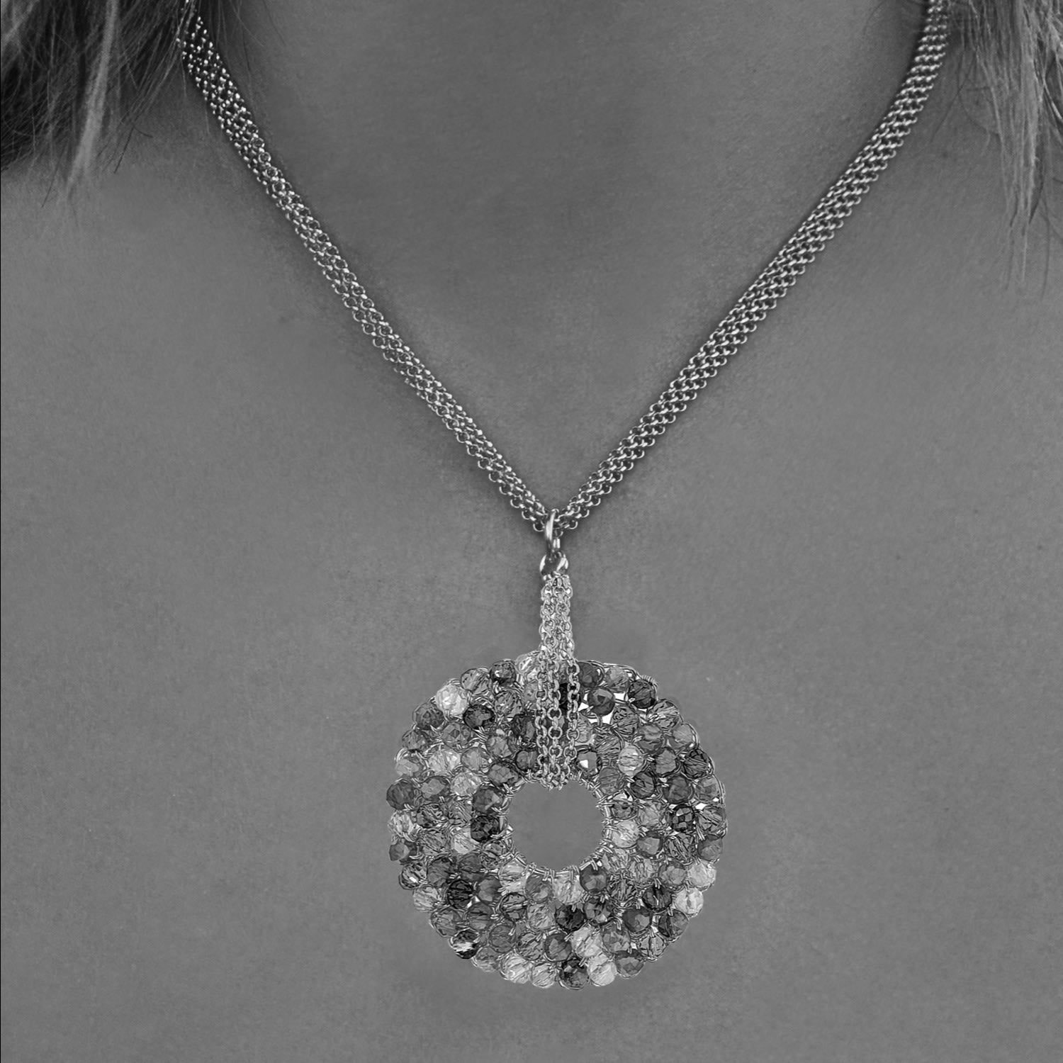 Clear & Gold Snowdrop Handmade Necklace