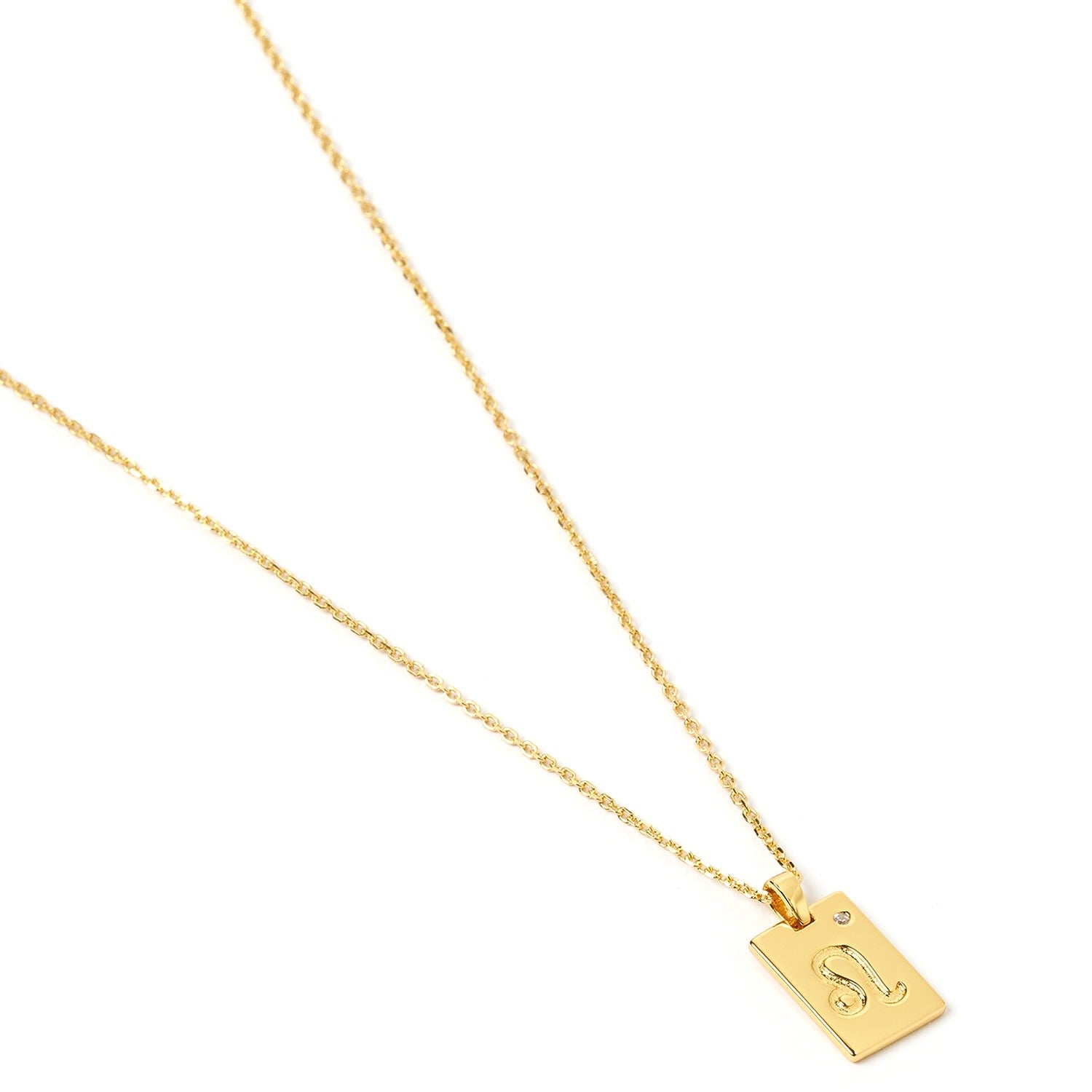 Leo Zodiac Gold Tag Necklace