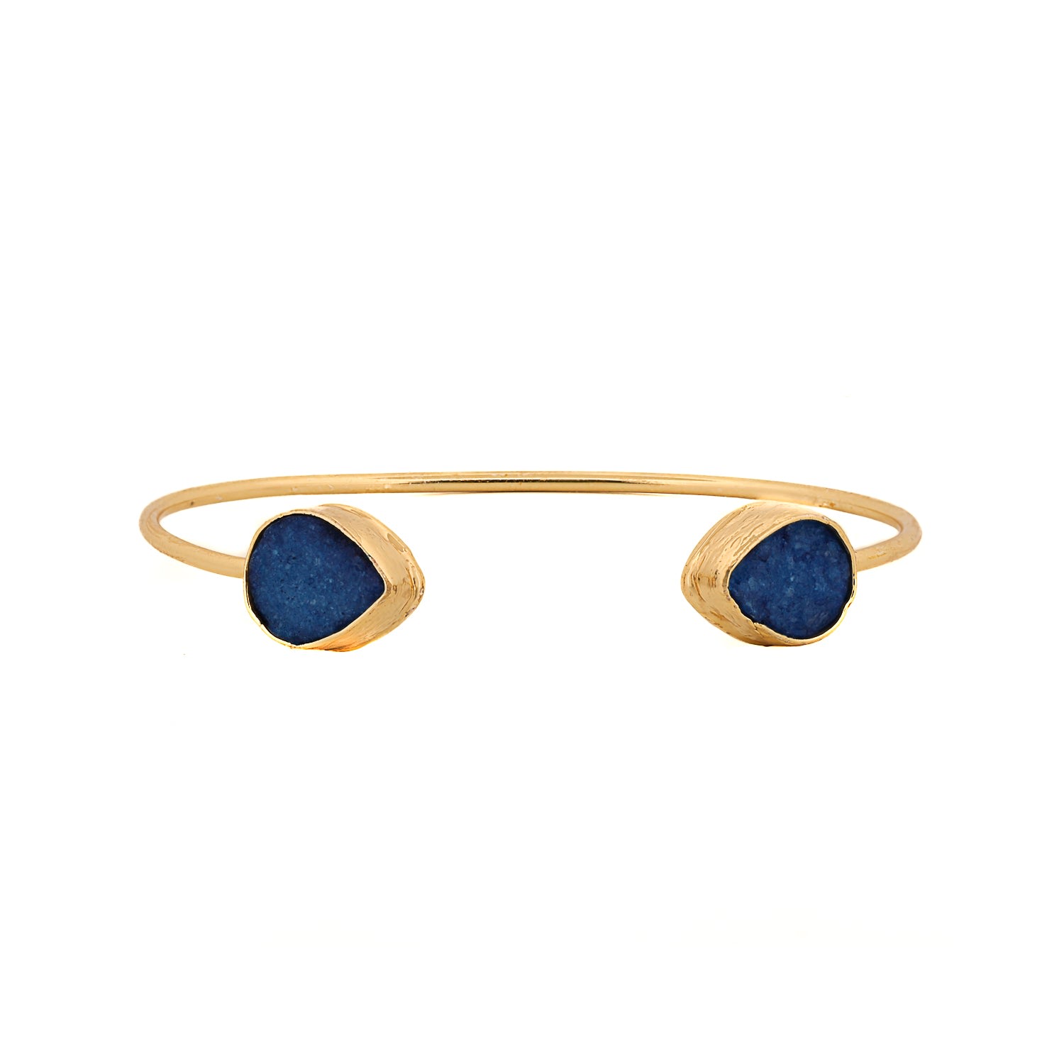 Cleopatra Blue Druzy Agate Gold Cuff Bracelet - Blue