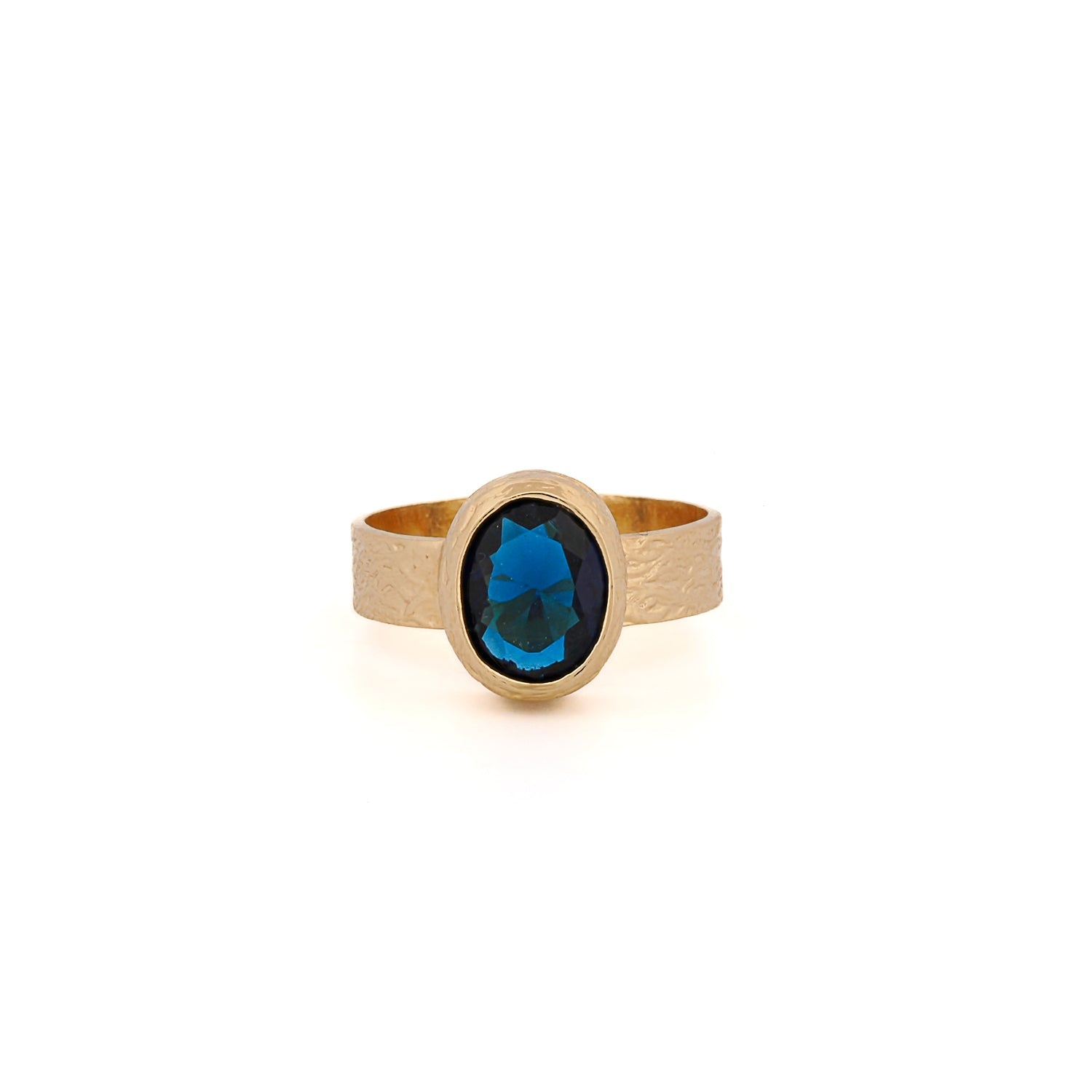 Cleopatra Blue Sapphire Gemstone Gold Adjustable Ring - Blue