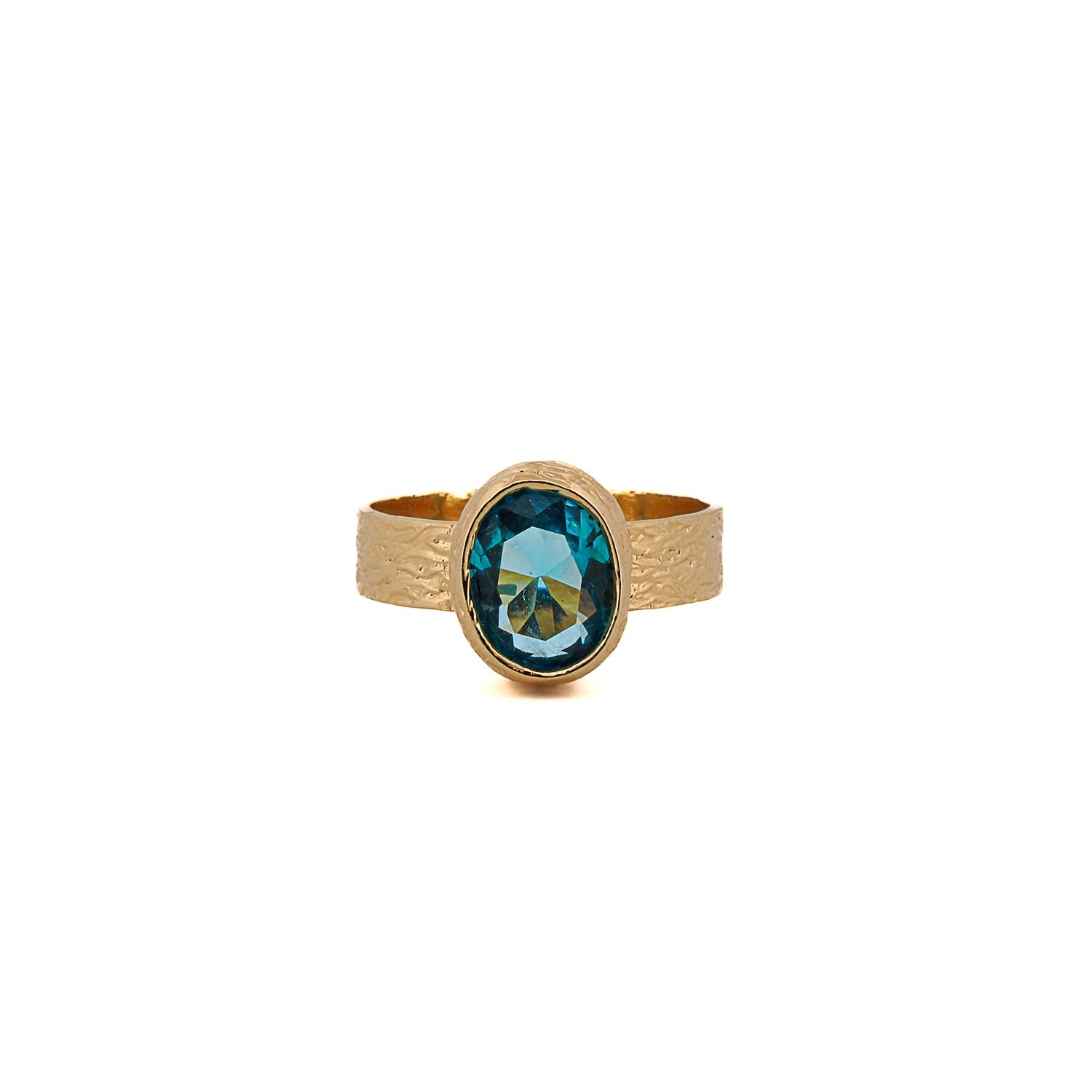 Cleopatra Blue Topaz Adjustable Gold Ring - Blue