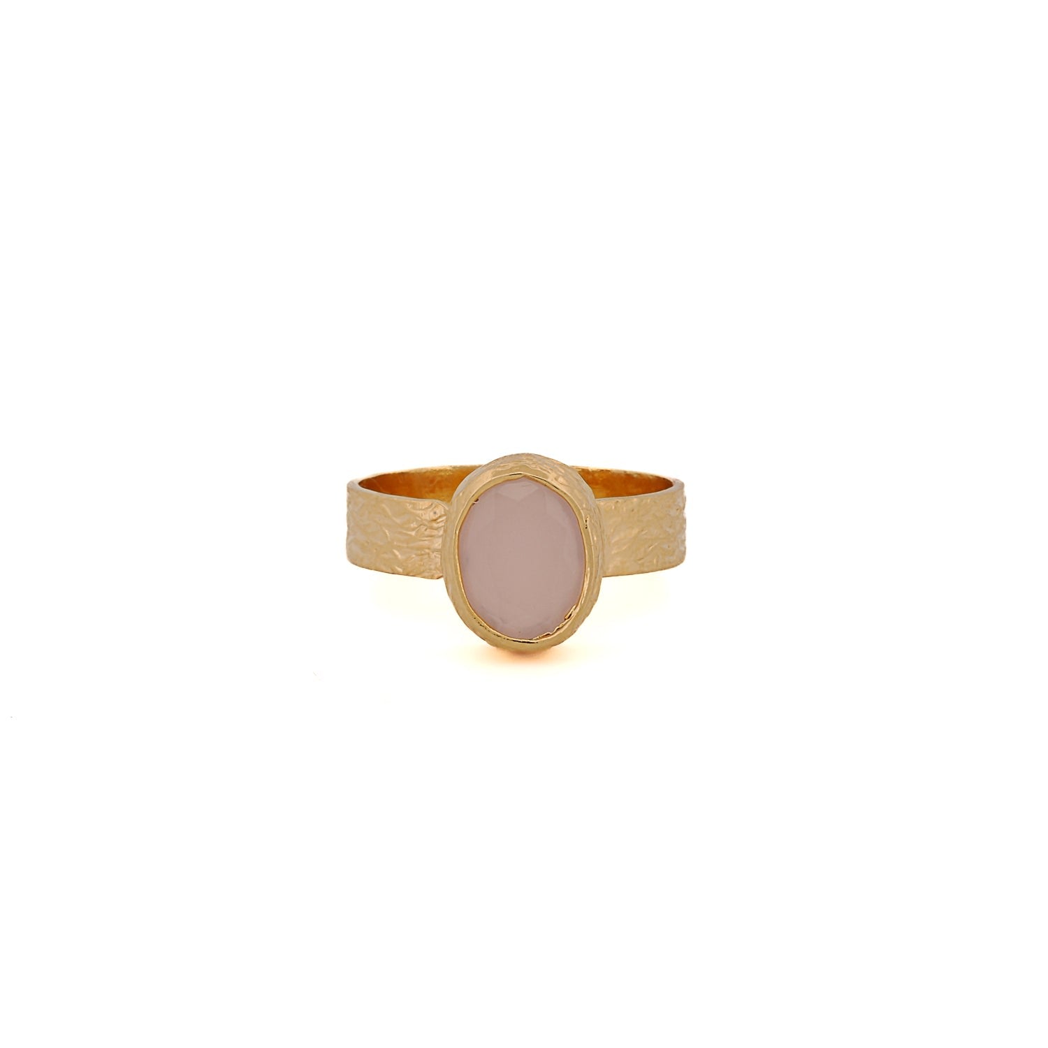 Cleopatra Pink Quartz Gemstone Gold Ring - Pink