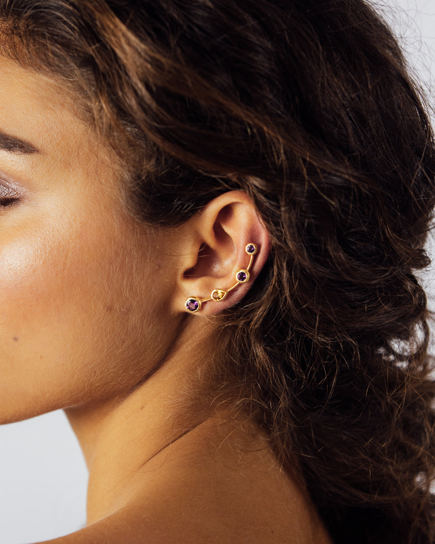 Climber Earring Amethyst & Citrine Quartz
