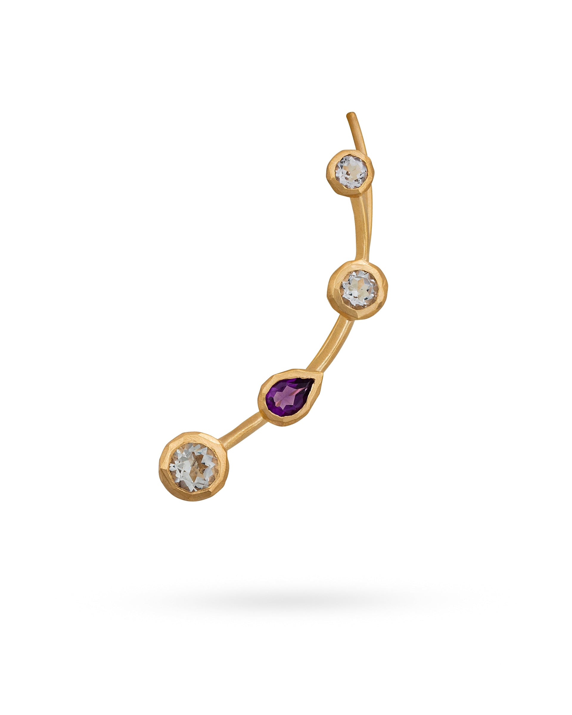 Climber Earring Prasiolite & Amethyst