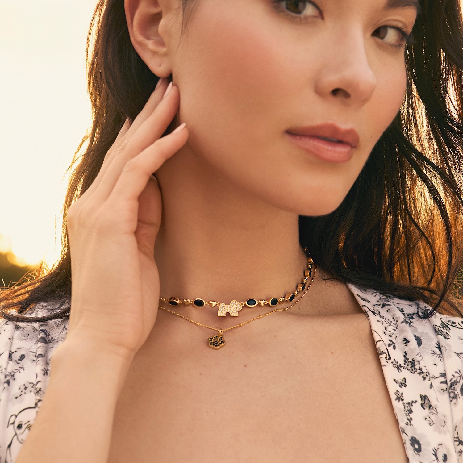 Cloud Haven Black Paw Print Choker Necklace