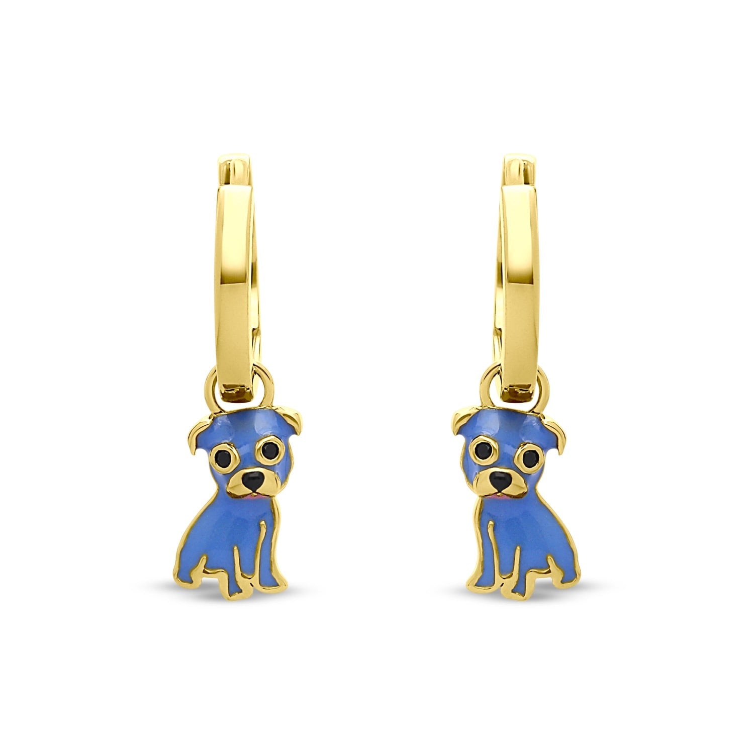 Cloud Haven Blue Pit Bull Hoops Gold