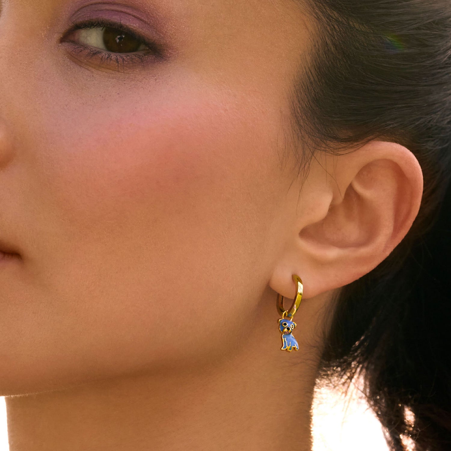 Cloud Haven Blue Pit Bull Hoops Gold