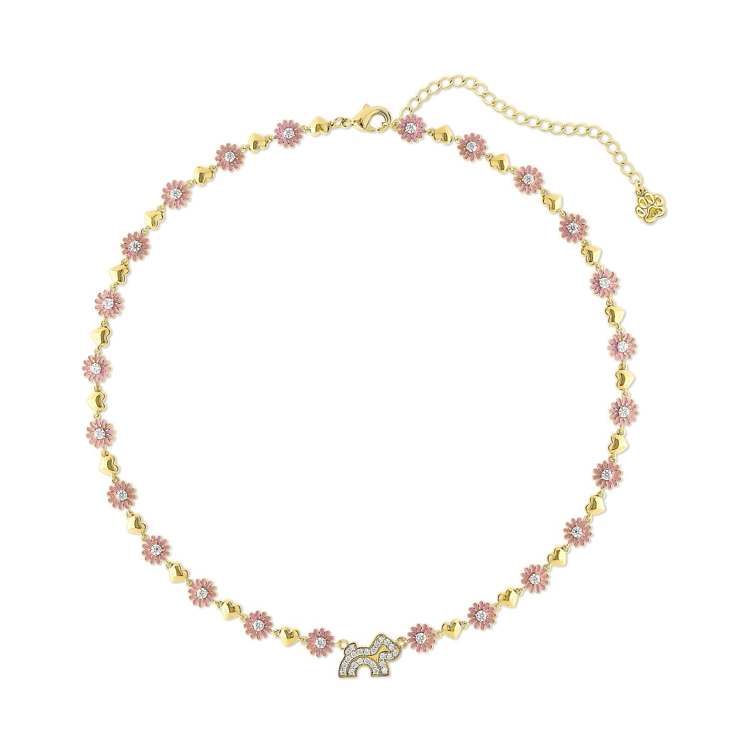 Cloud Haven Crystal Daisy Logo Necklace Pink