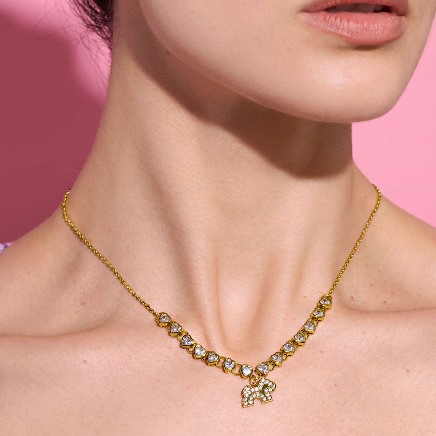 Cloud Haven Cz Heart Logo Pendant Necklace Gold