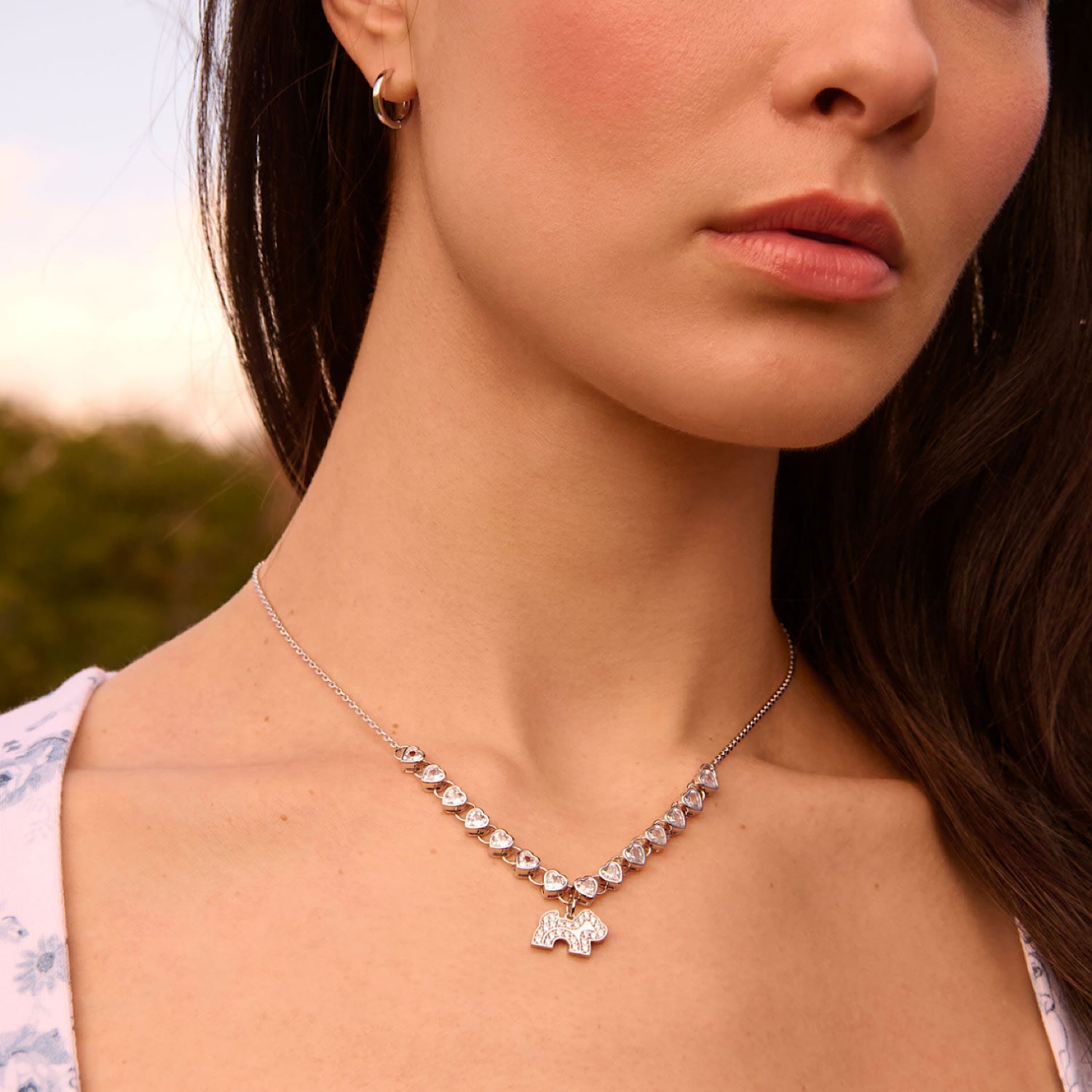 Cloud Haven Cz Heart Logo Pendant Necklace Silver