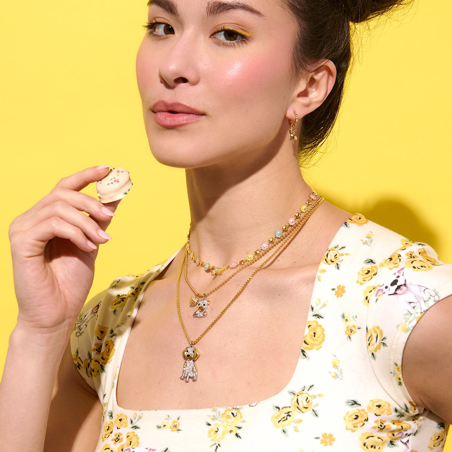 Cloud Haven Cz Pittie & Rainbow Heart Pendant Necklace