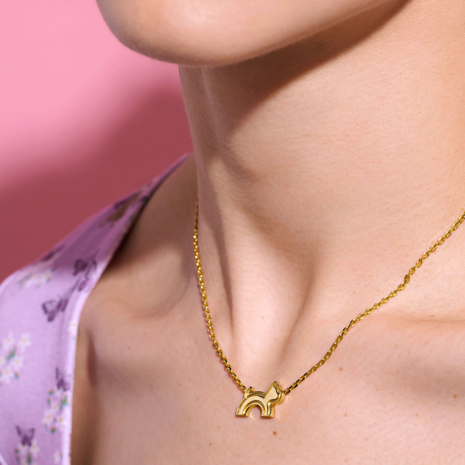 Cloud Haven Dainty Logo Pendant Necklace Gold