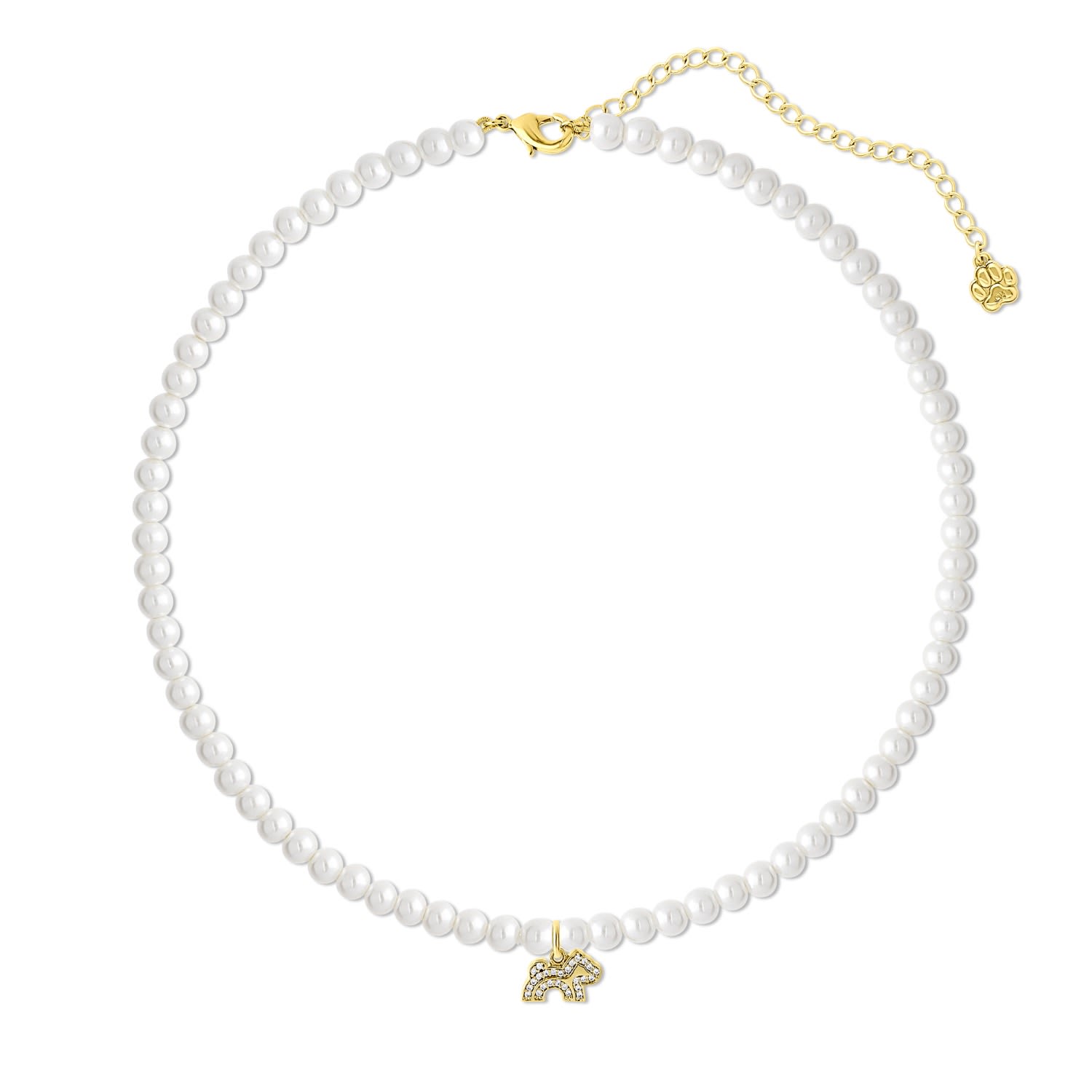 Cloud Haven Faux-Pearl Logo Pendant Necklace Gold