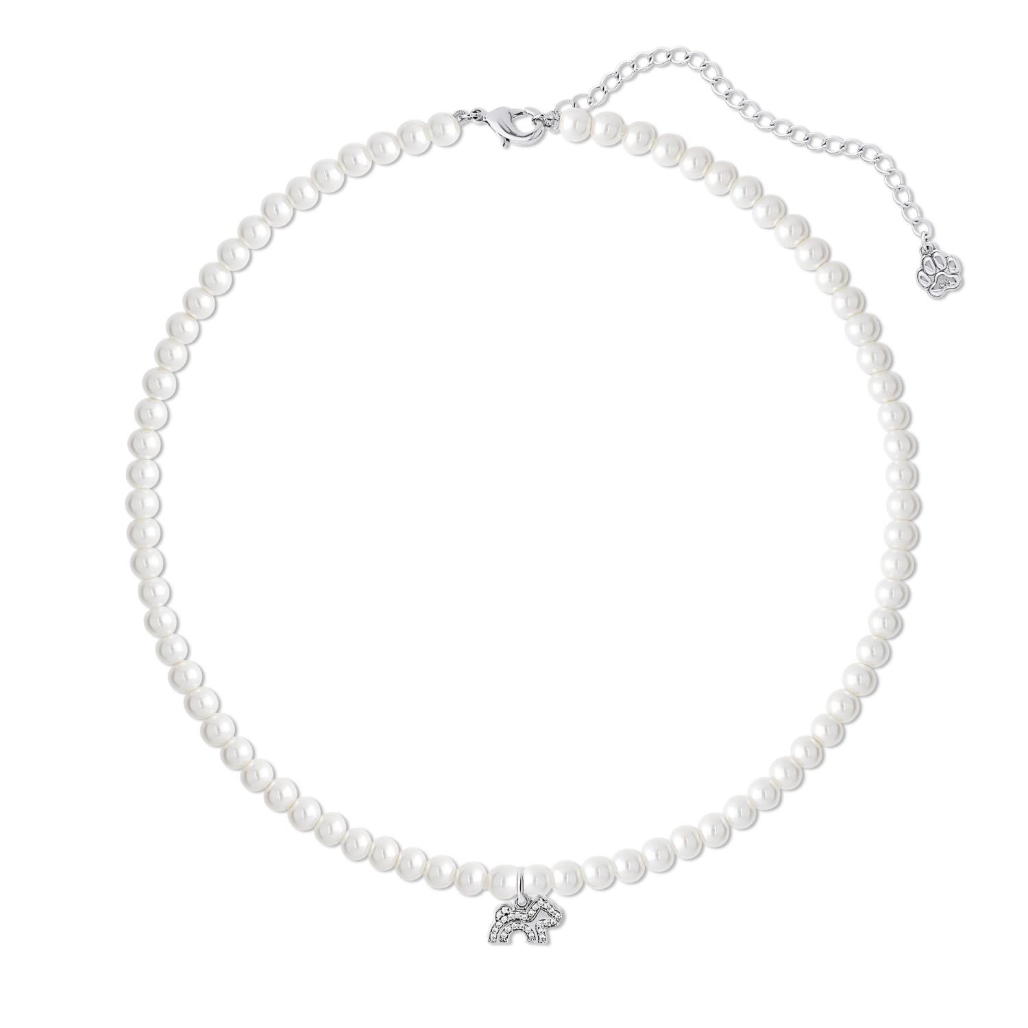 Cloud Haven Faux-Pearl Logo Pendant Necklace Silver