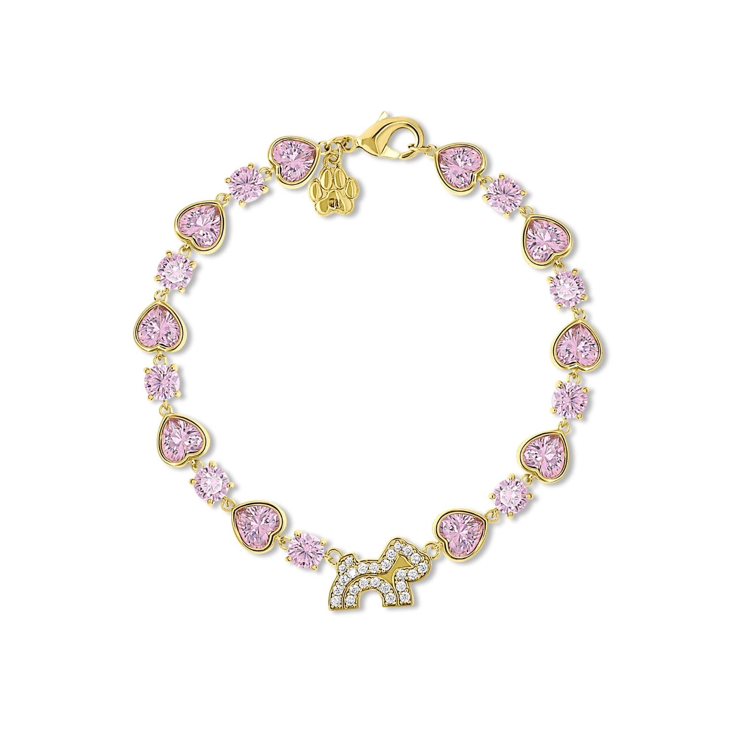 Cloud Haven Heart Crystal Logo Bracelet Pink