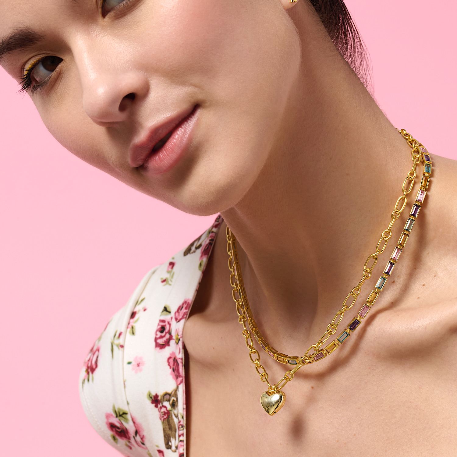 Cloud Haven Layered Heart Necklace Gold