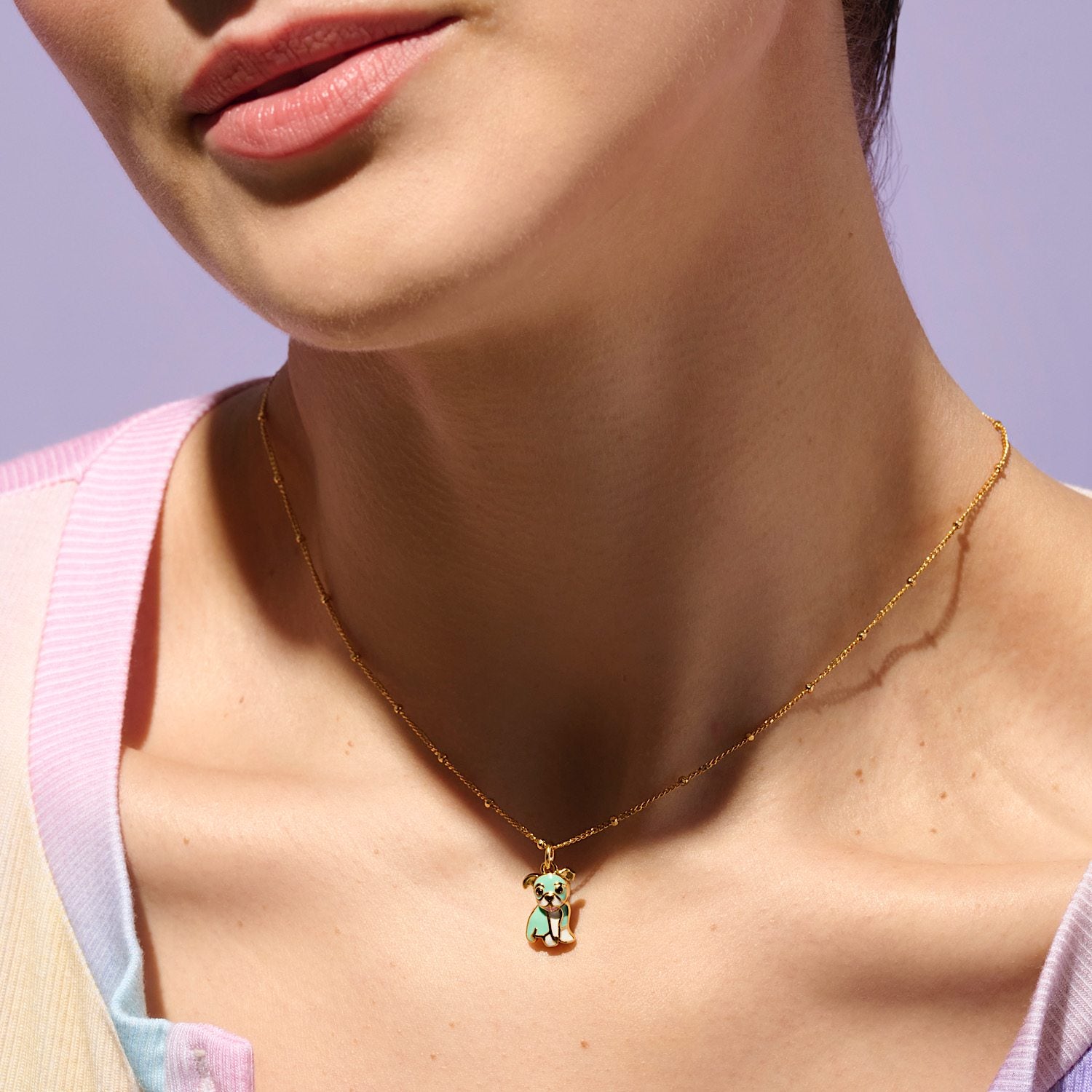 Cloud Haven Mini Bulldog Sweetie Pendant In Swirl Pop Turquoise