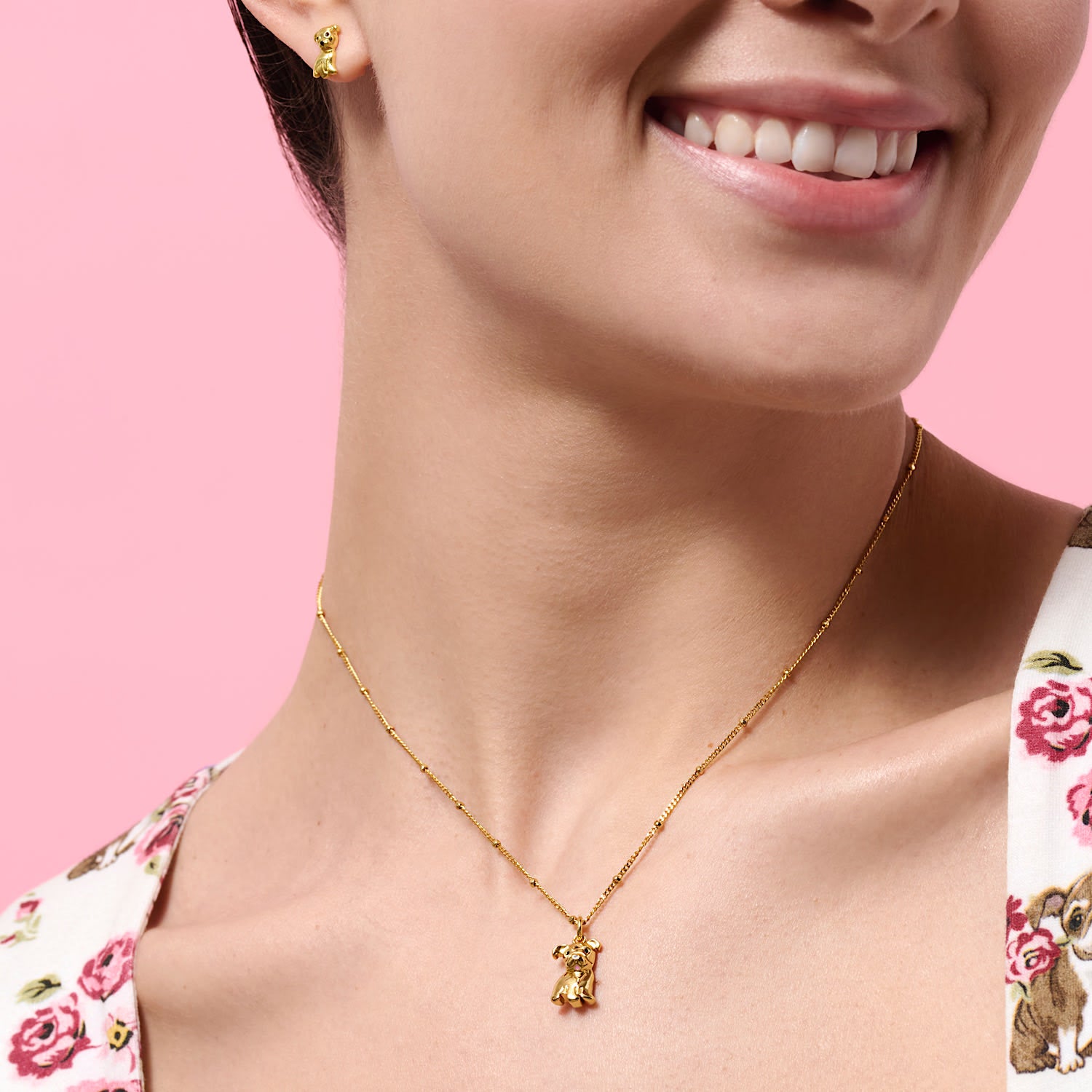 Cloud Haven Mini Bulldog Sweetie Pendant In Truffle Gold