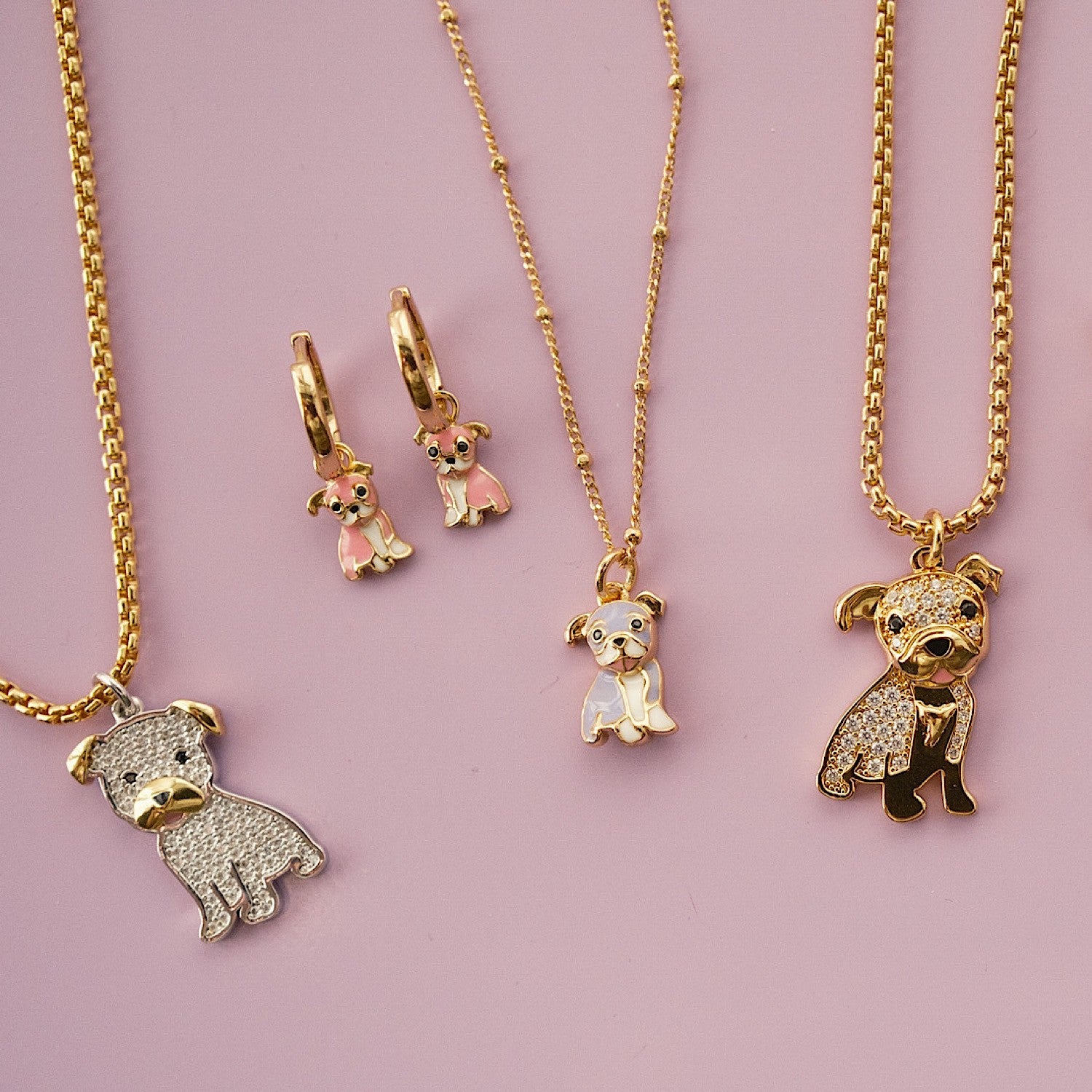 Cloud Haven Mini Cz Pit Bull Pendant Necklace