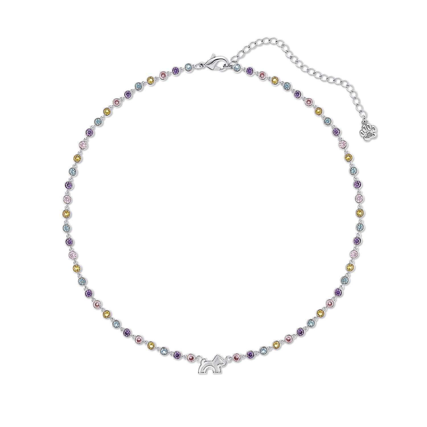 Cloud Haven Mini Multicolor Cz Logo Pendant Necklace Silver