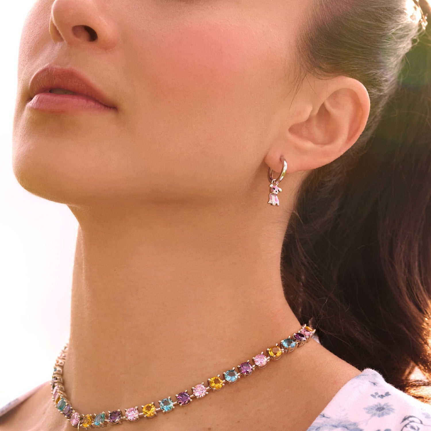 Cloud Haven Pink Bulldog Hoops Silver