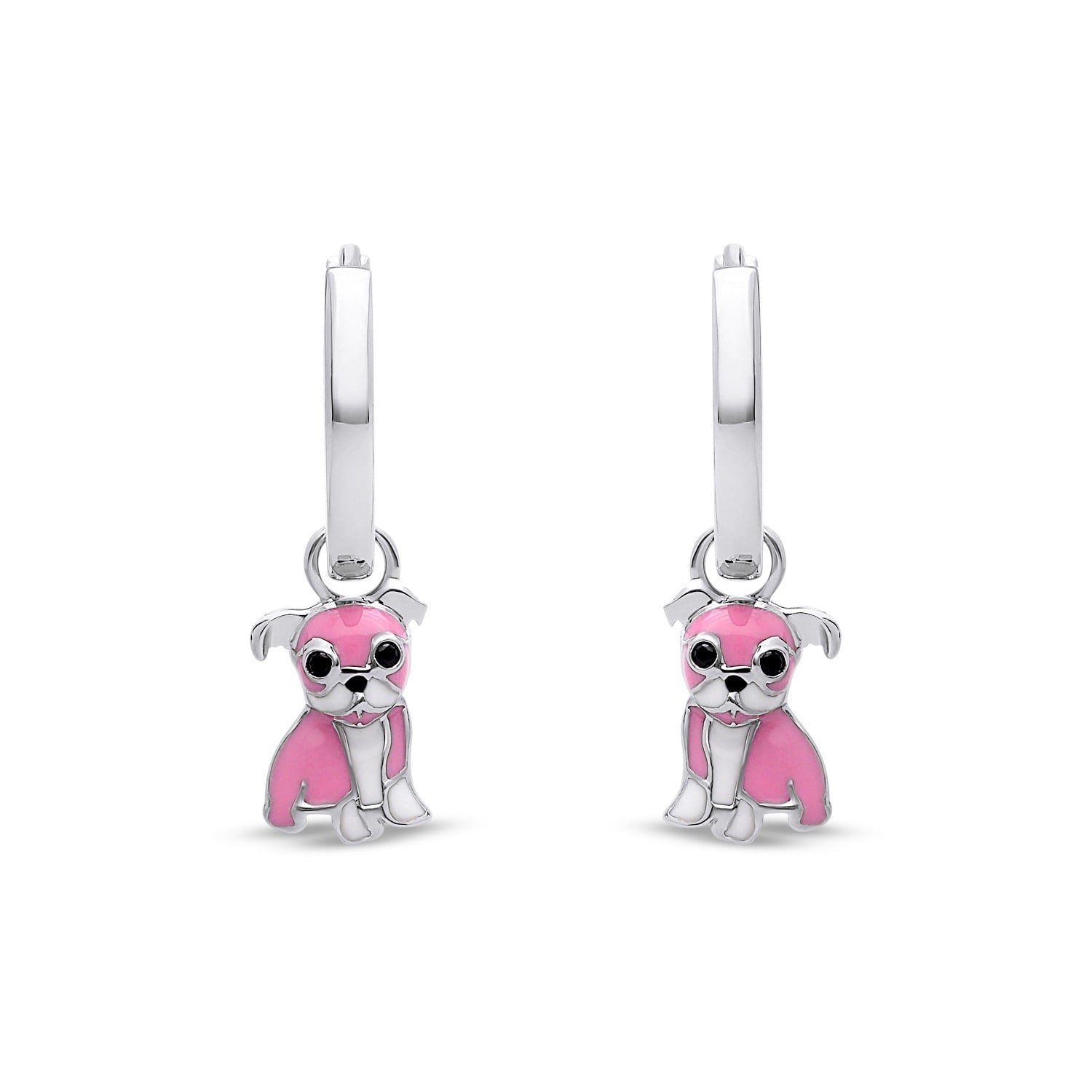 Cloud Haven Pink Bulldog Hoops Silver