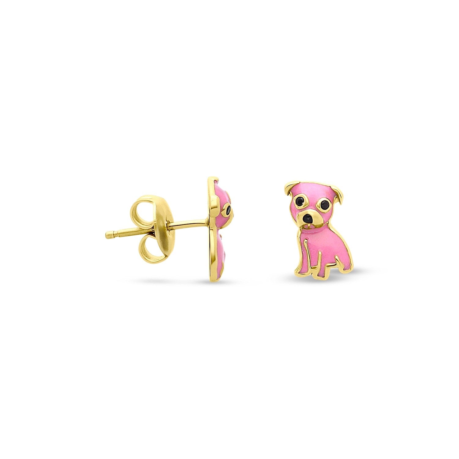 Cloud Haven Pink Pit Bull Stud Earrings Gold