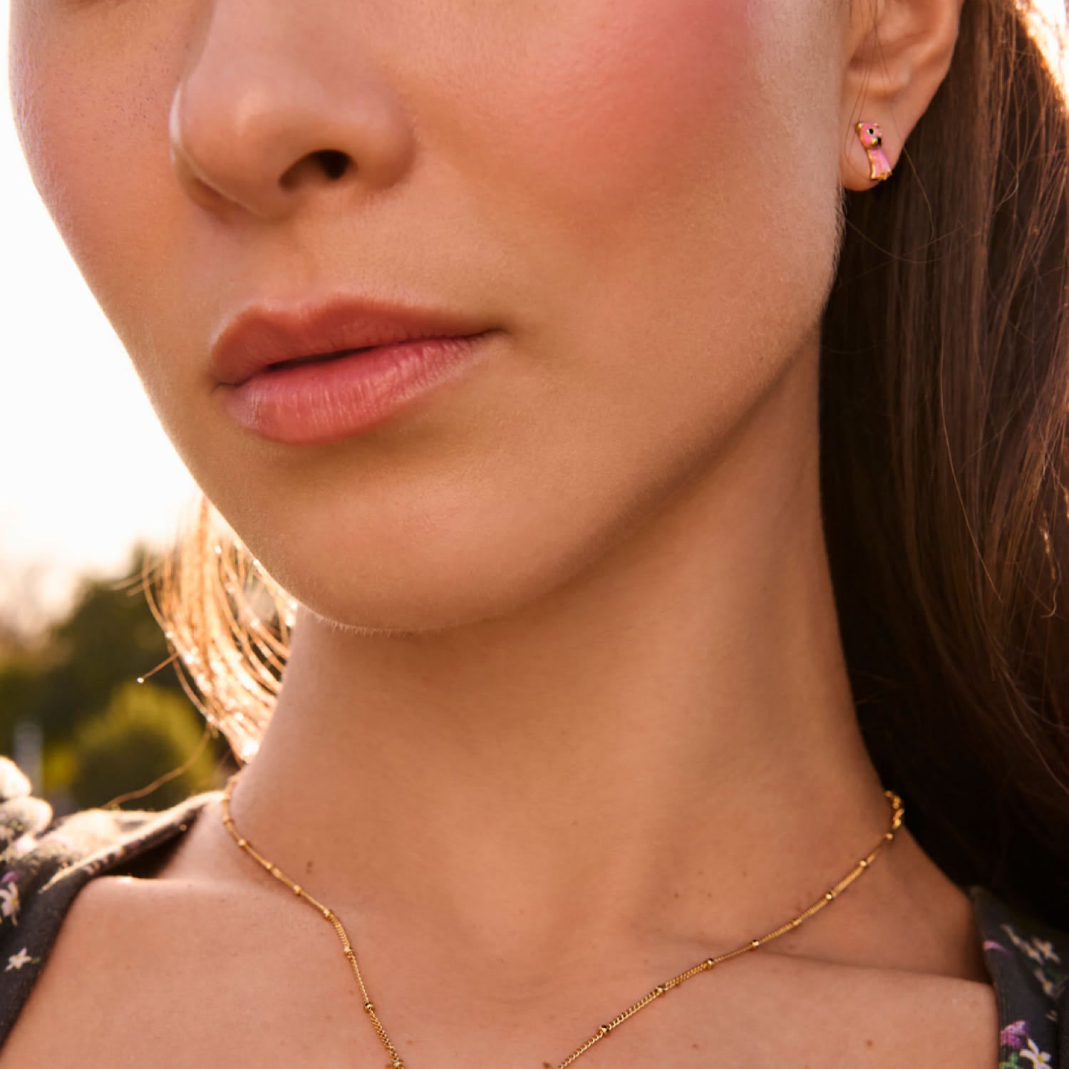 Cloud Haven Pink Pit Bull Stud Earrings Gold