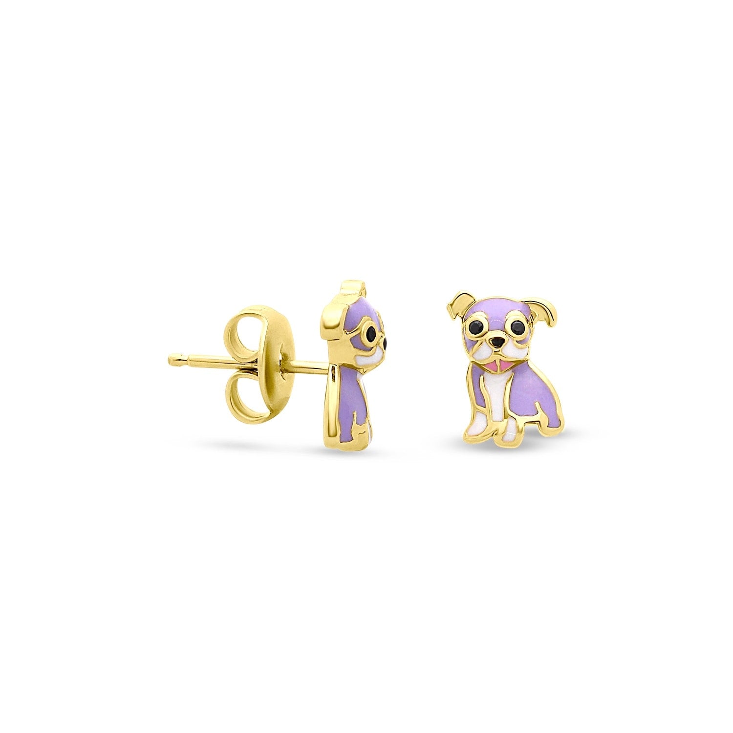Cloud Haven Purple Bulldog Stud Earrings Gold