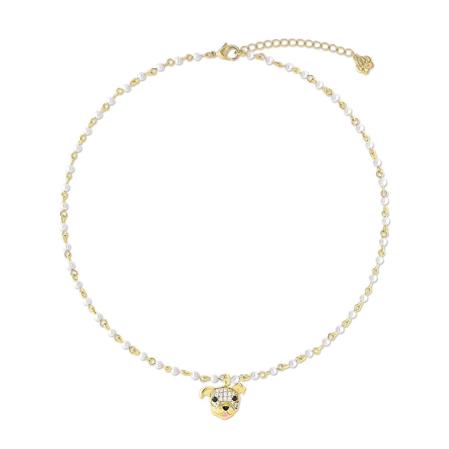 Cloud Haven Soft Hearted Cz Bulldog Pendant Necklace White