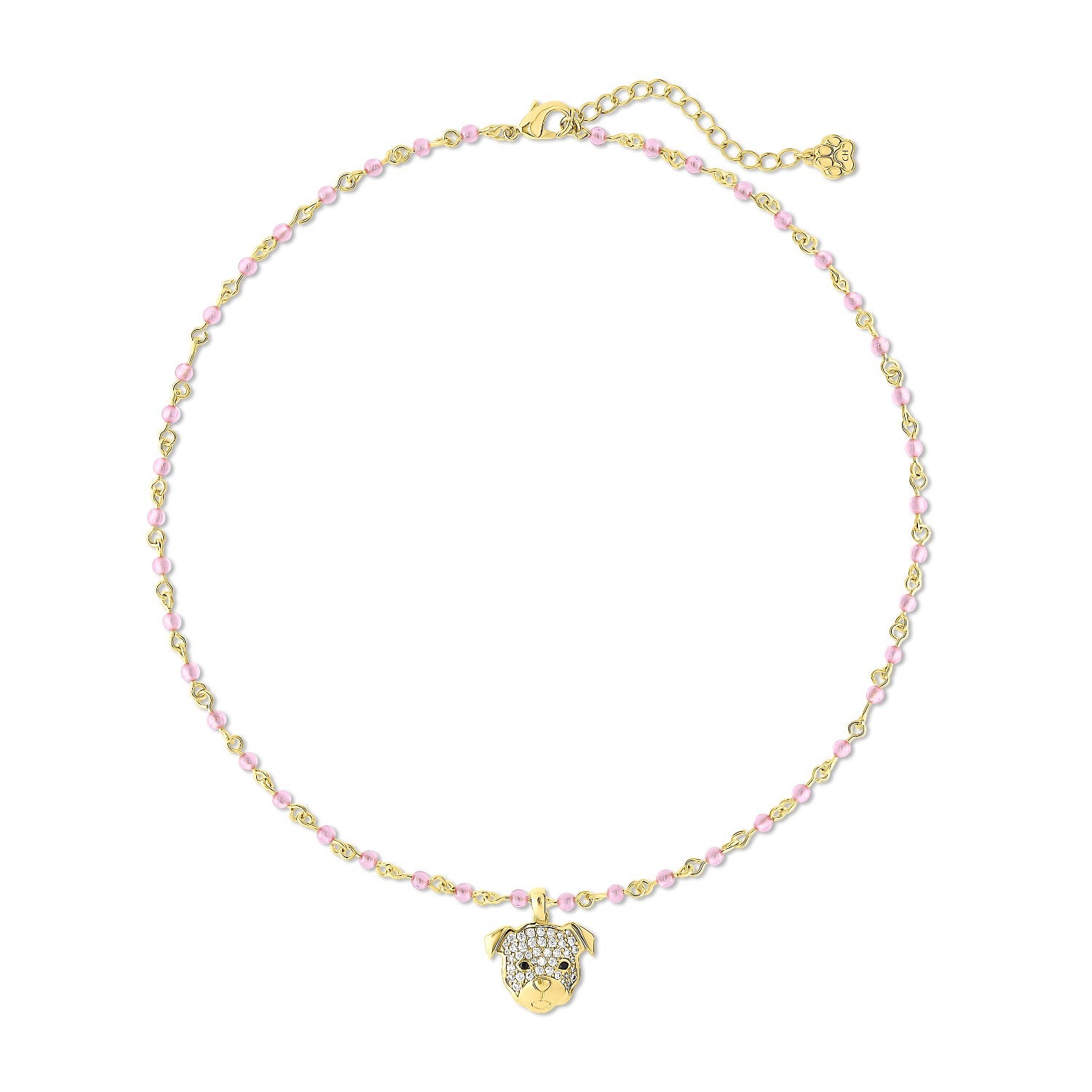Cloud Haven Soft Hearted Pit Bull Cz Necklace Pink