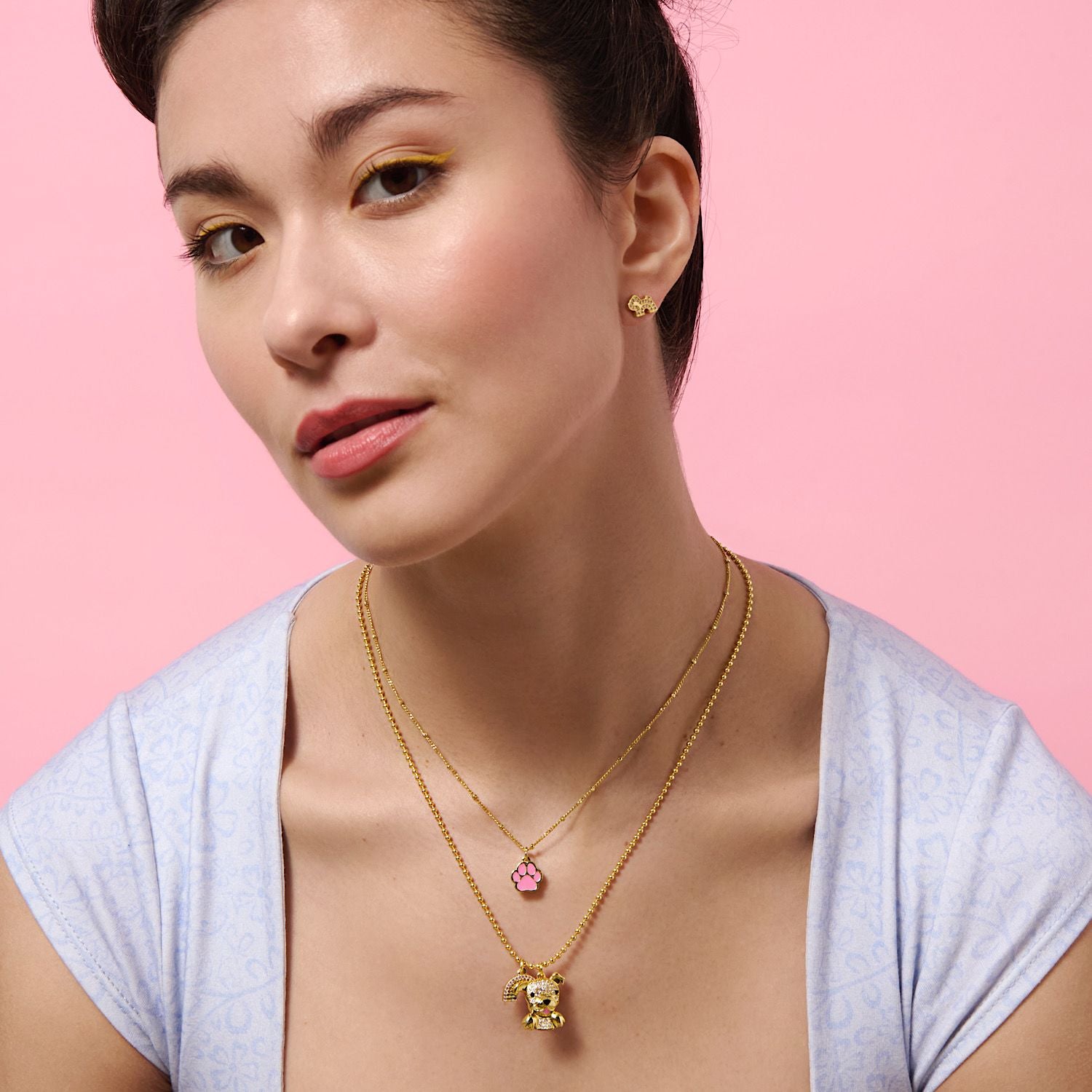 Cloud Haven Pink Paw Print Choker Necklace