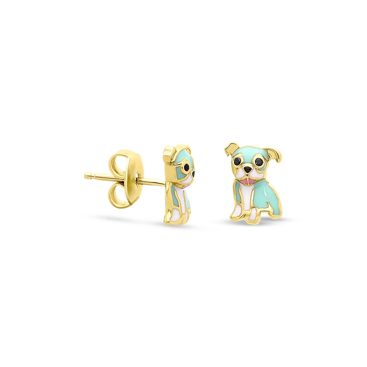 Cloud Haven Turquoise Bulldog Stud Earrings Gold