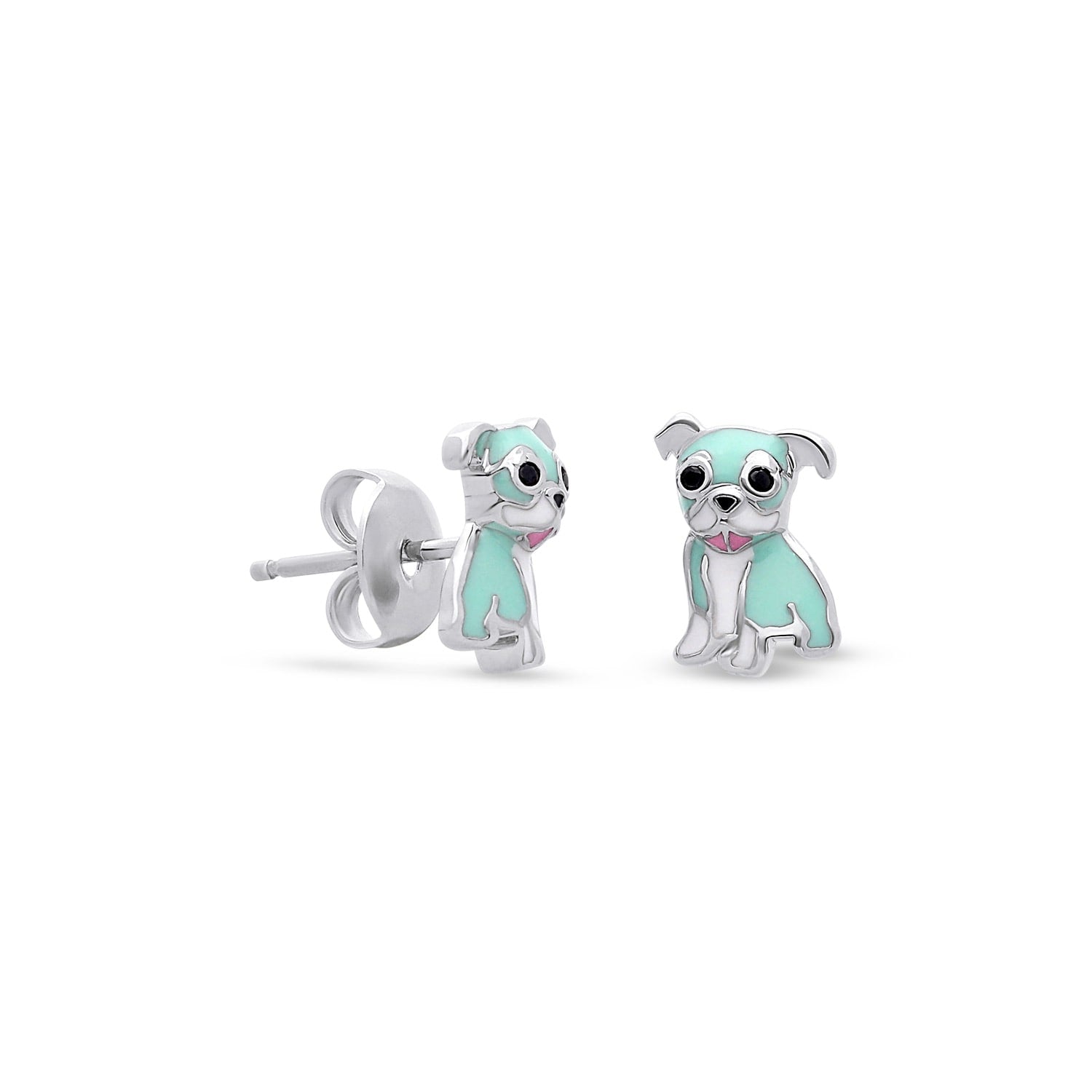 Cloud Haven Turquoise Bulldog Stud Earrings Silver