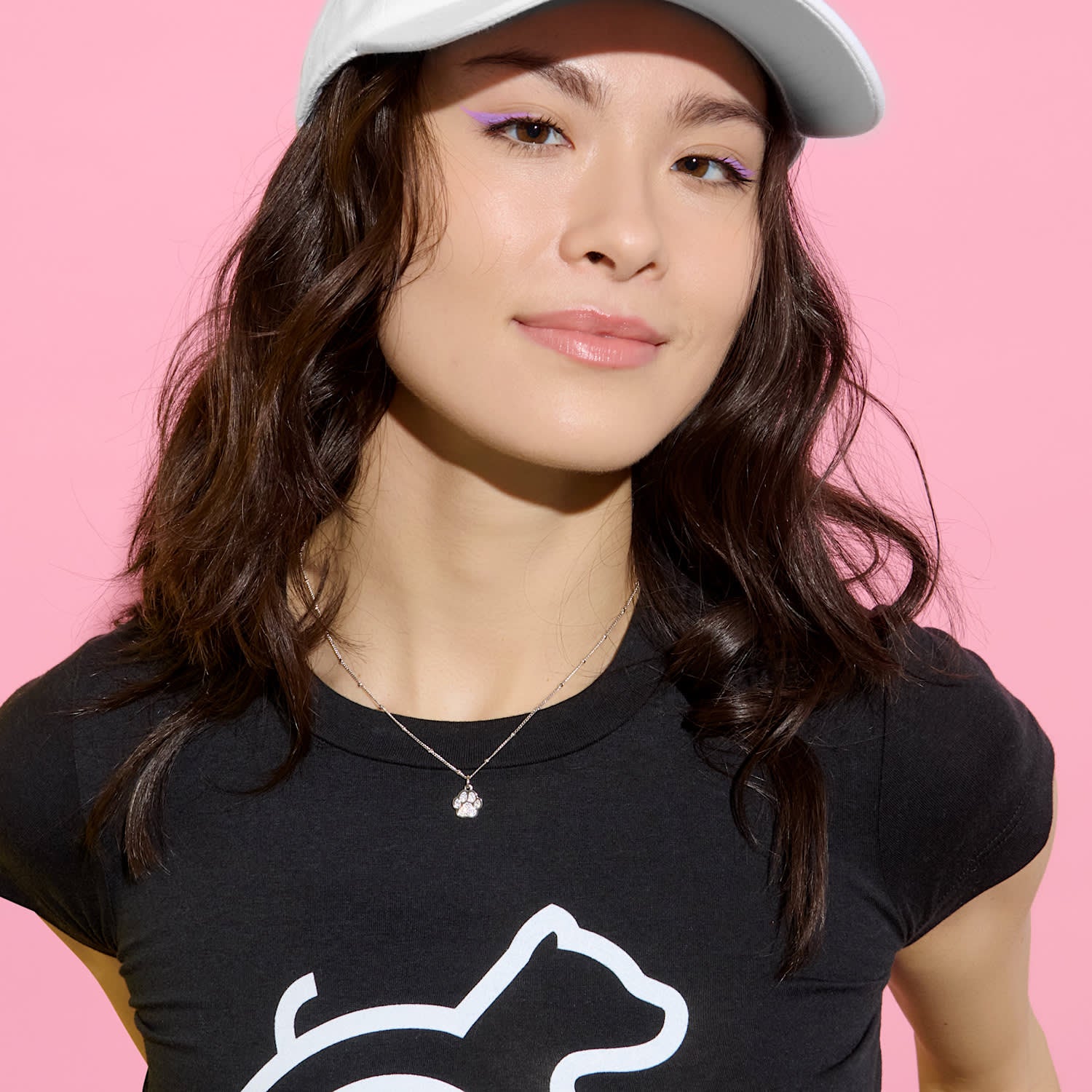 Cloud Haven White Paw Print Choker Necklace Silver