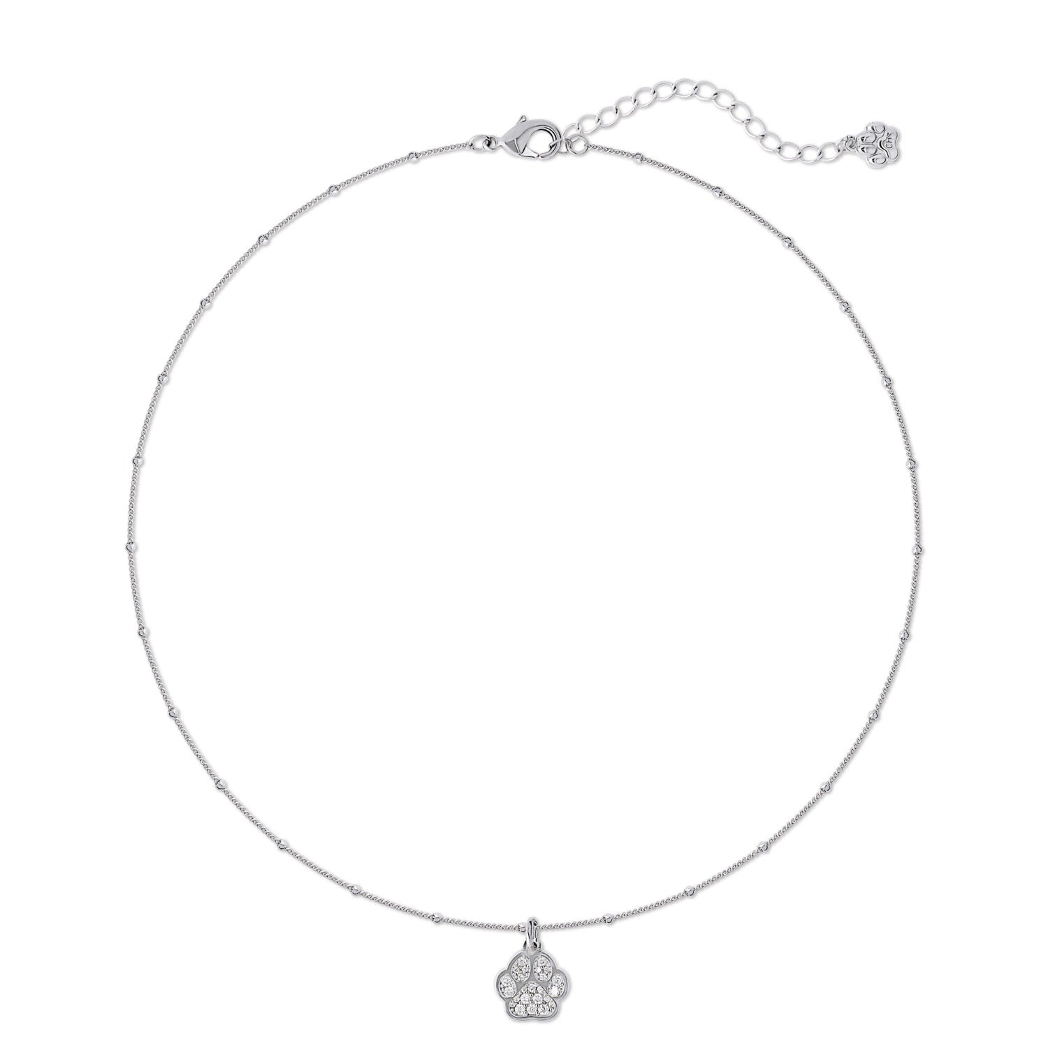 Cloud Haven White Paw Print Choker Necklace Silver