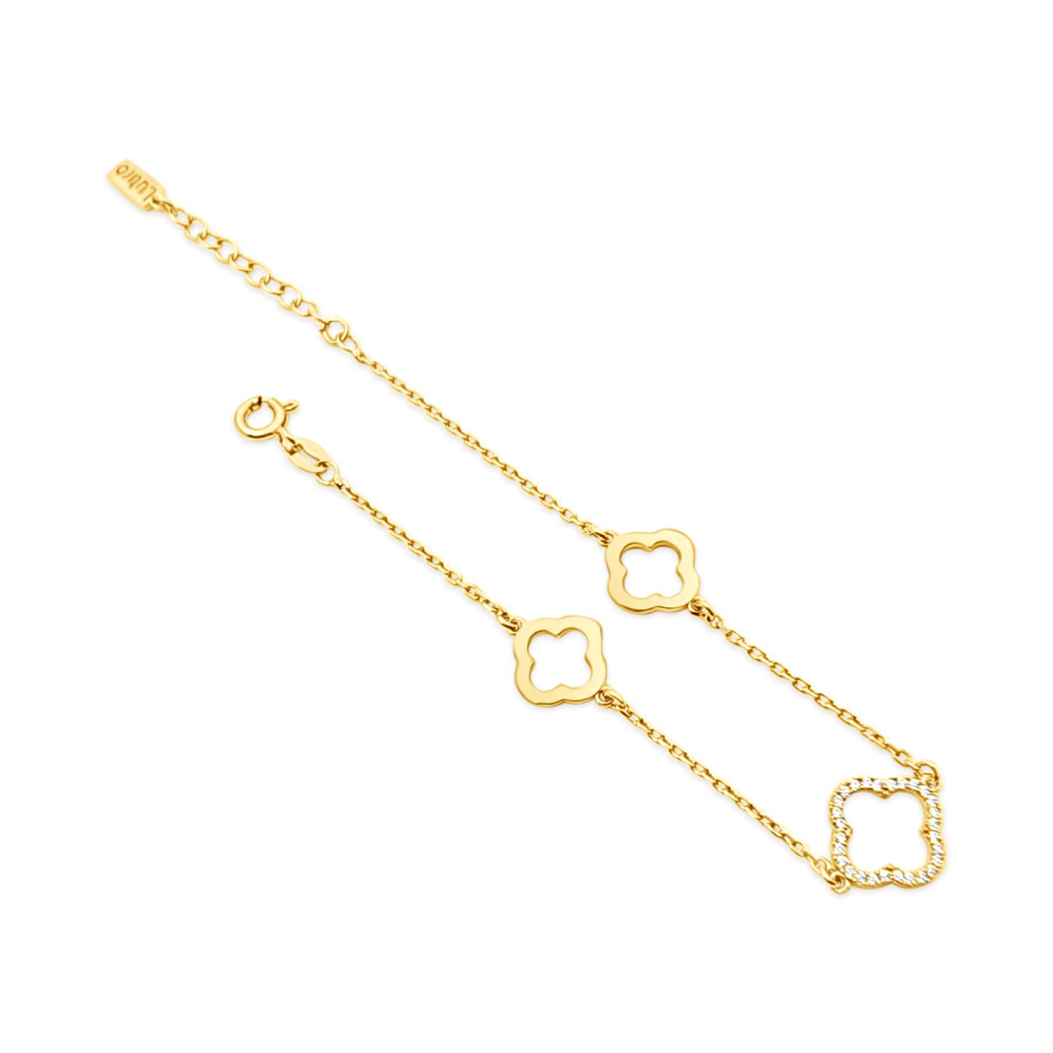Clover Bracelet With Cz-Gold