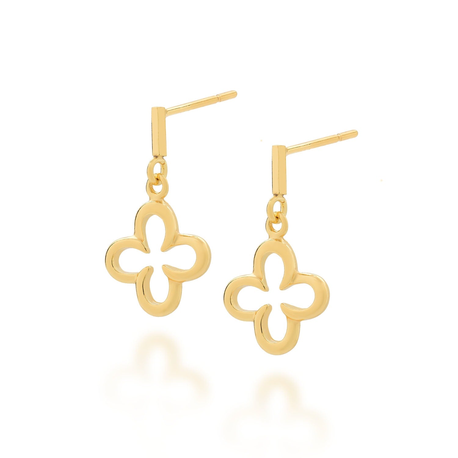 Clover Drop Earrings Gold Plated Sterling Silver